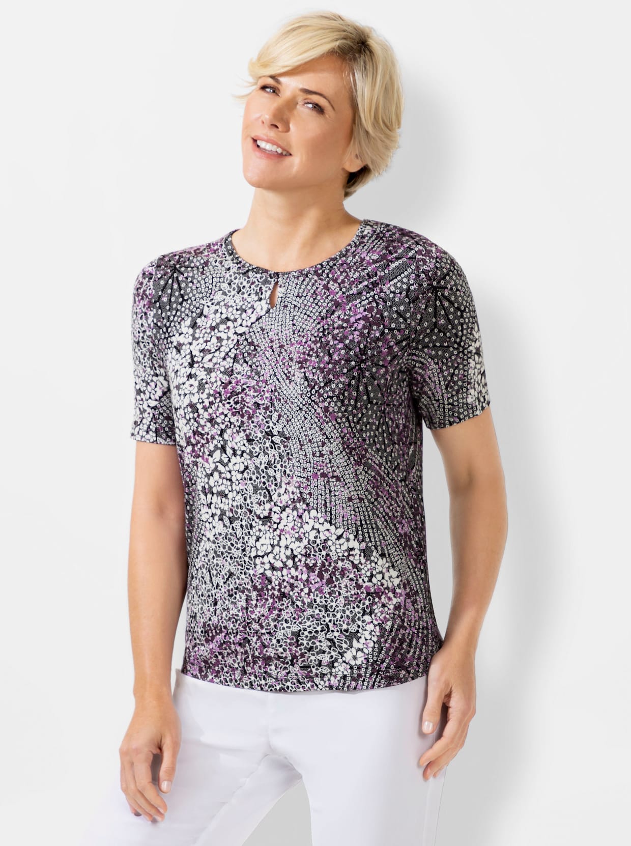 Shirt met korte mouwen - orchidee geprint