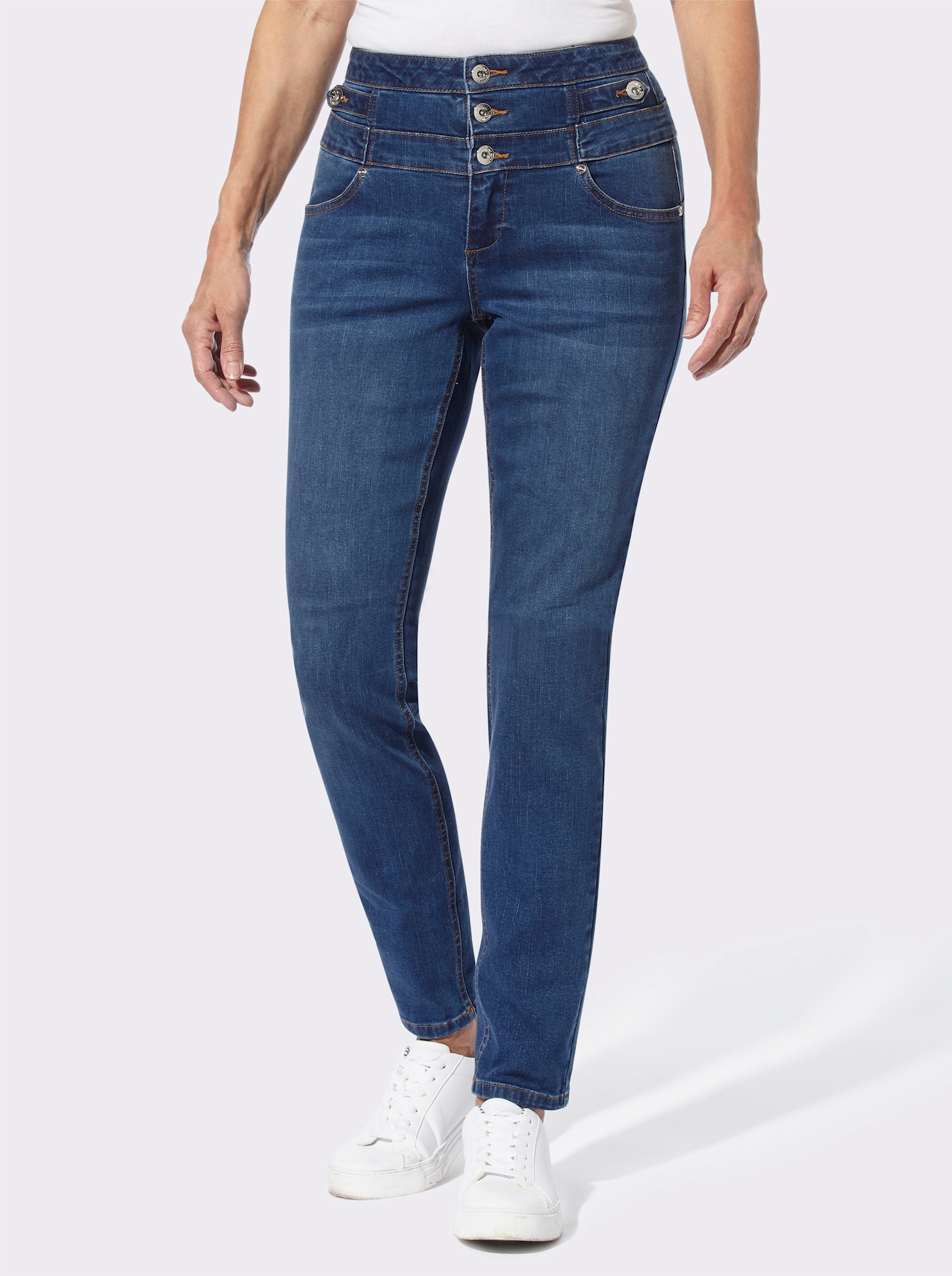 Jeans mit 3-Knopf- und Reißverschluss - blue-stone-washed