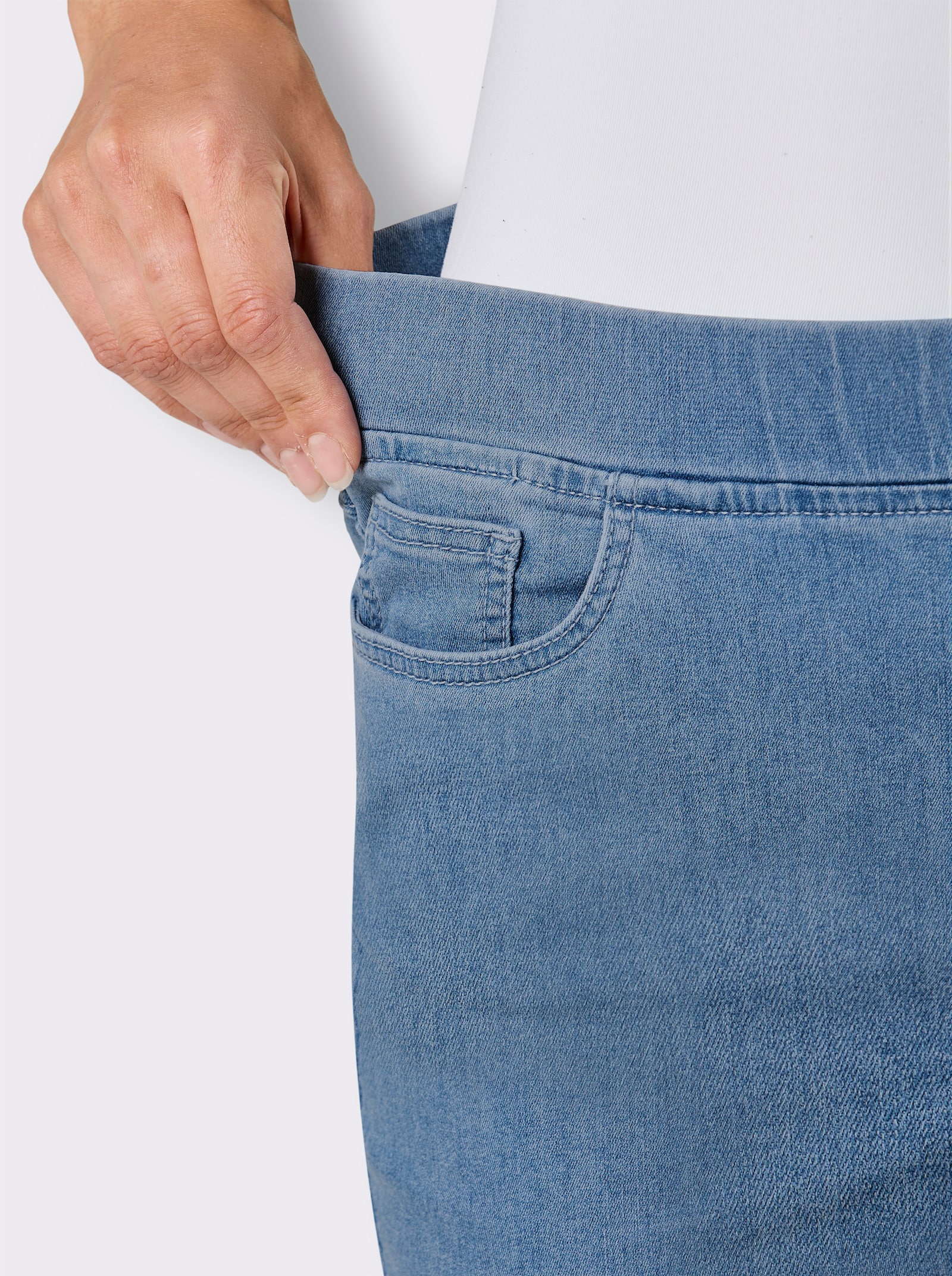 Ascari Schlupfjeans mit Dehnbund - blue-bleached