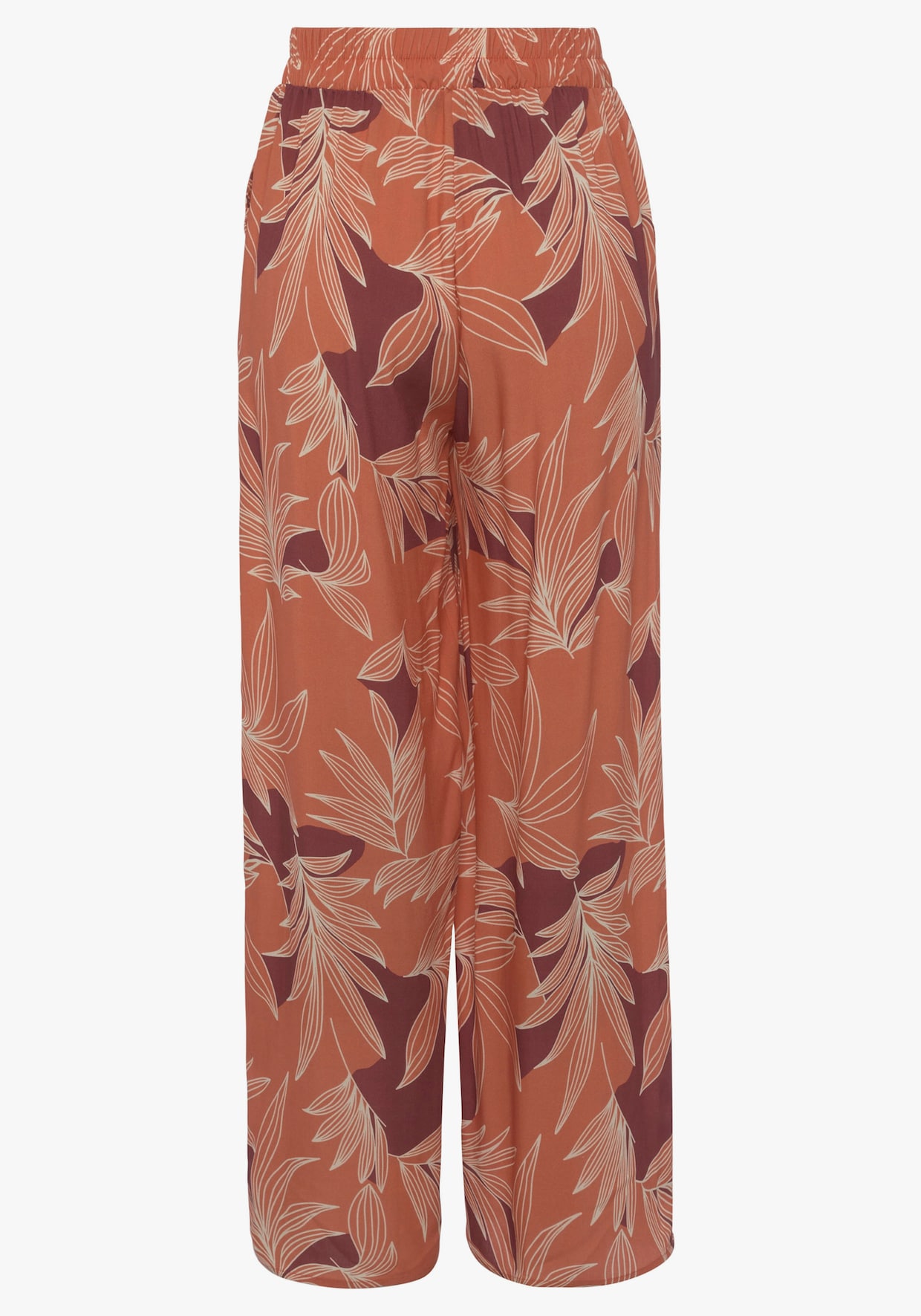 LASCANA Palazzo-broek - oranje/aubergine bedrukt