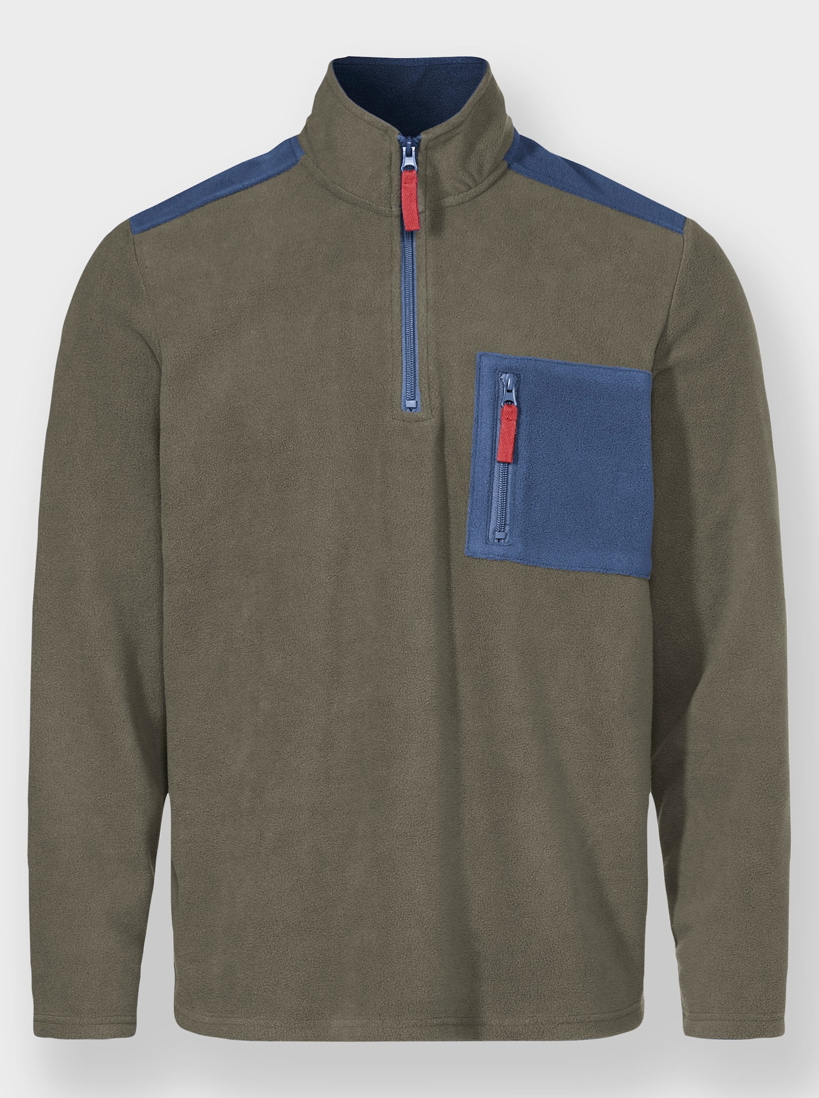 Catamaran Fleeceshirt mit Reißverschluss-Brusttasche - khaki