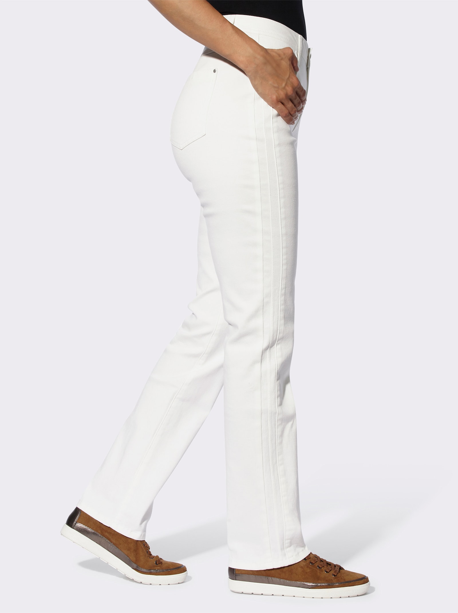 Jeans mit seitlicher Biesenverzierung - weiß