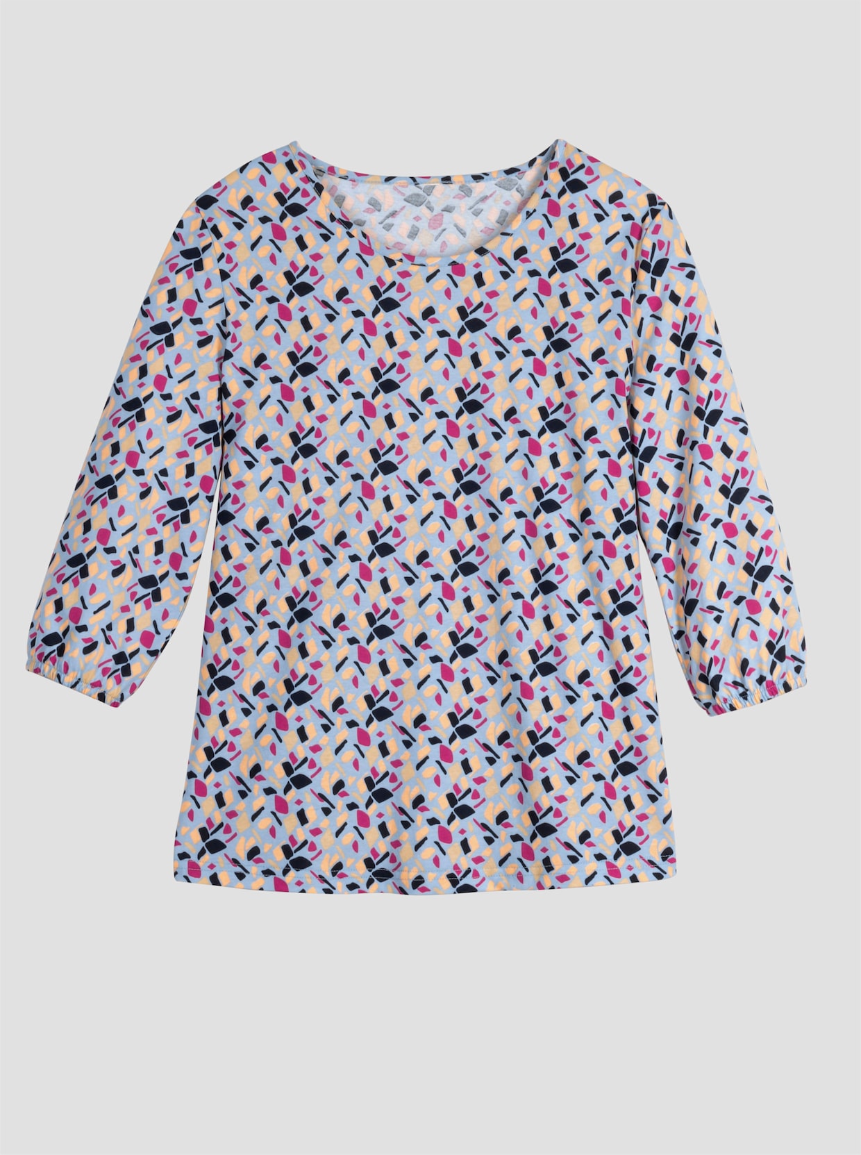 Shirt met 3/4-mouw - lichtblauw/fuchsia bedrukt