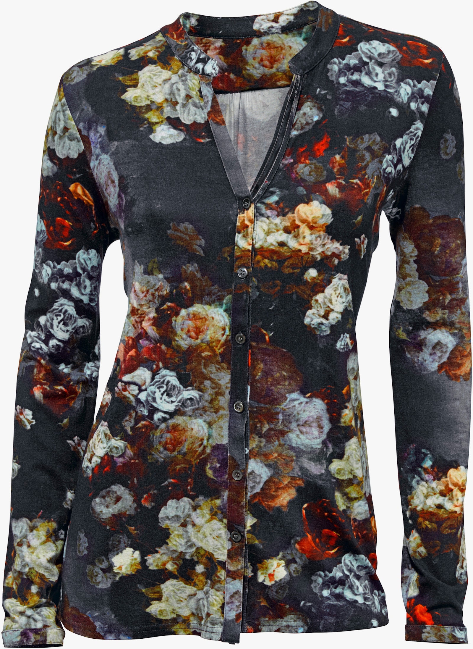 heine Blusenshirt im Blüten-Dessin - dunkelblau