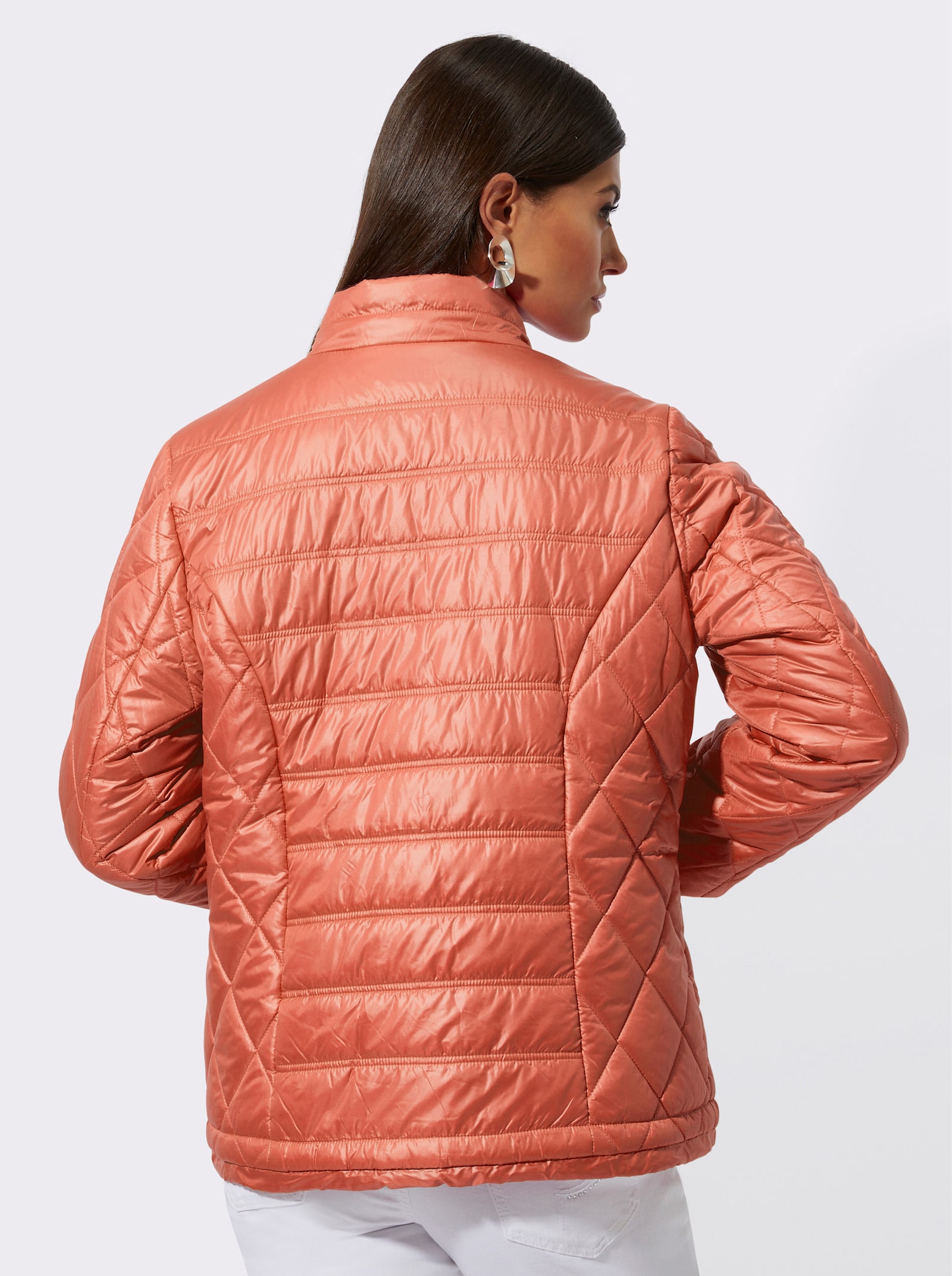 Steppjacke mit Tunnelzug am Saum - papaya