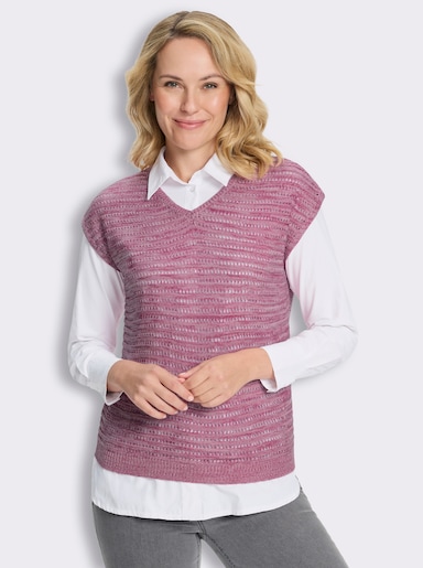 Pullunder mit Ajour-Muster - rosé-meliert