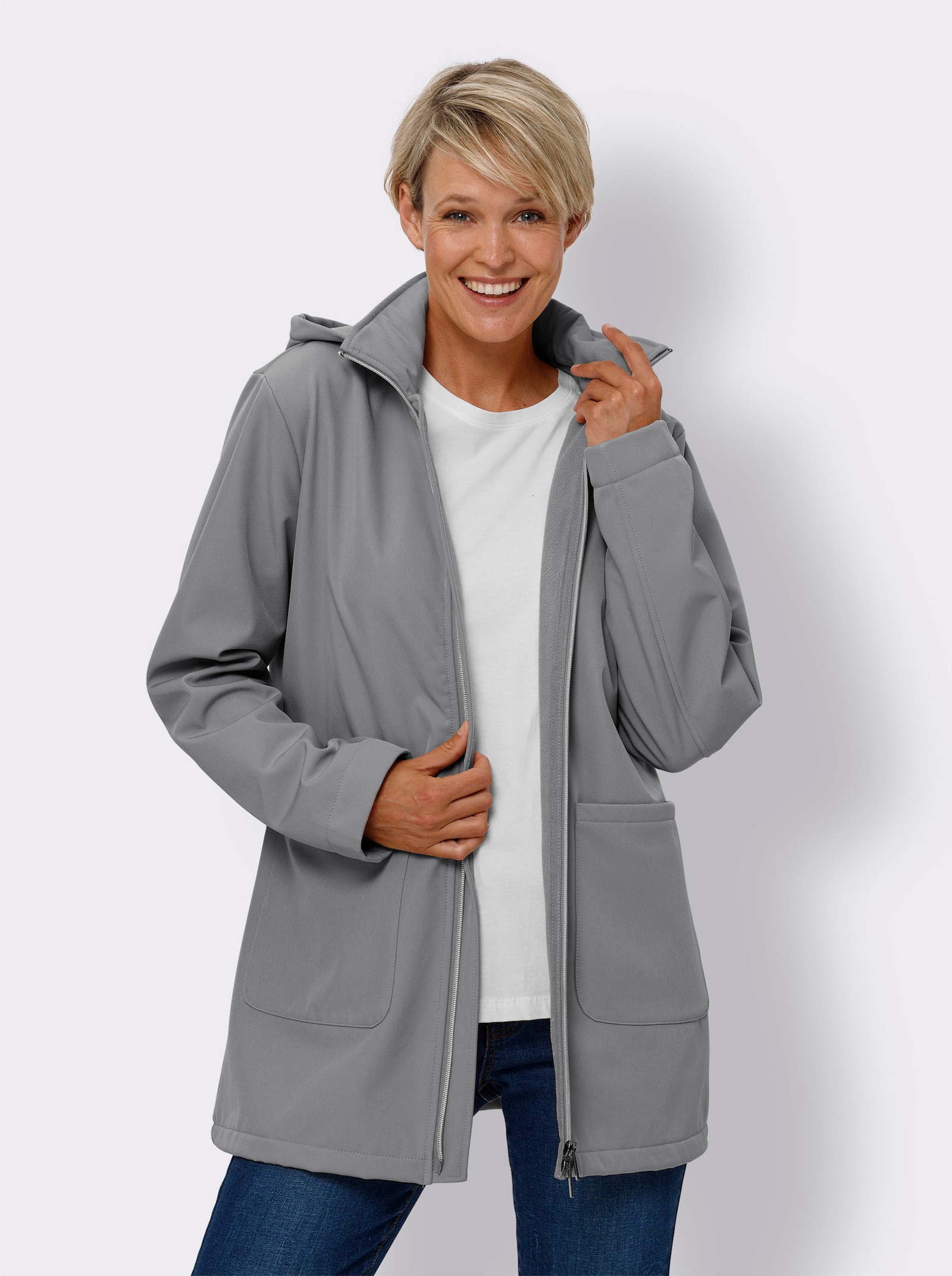 Softshell-jack met fleecevoering - grijs