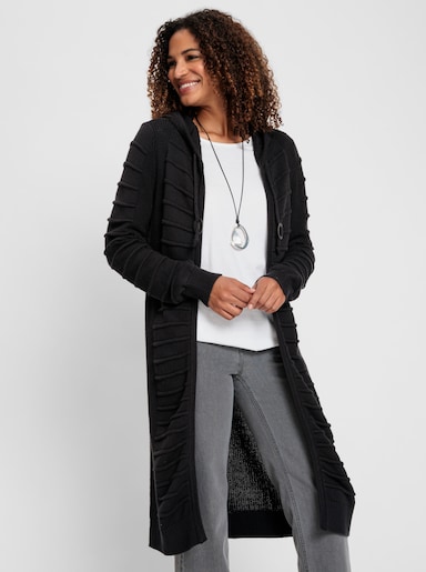Longstrickjacke - schwarz