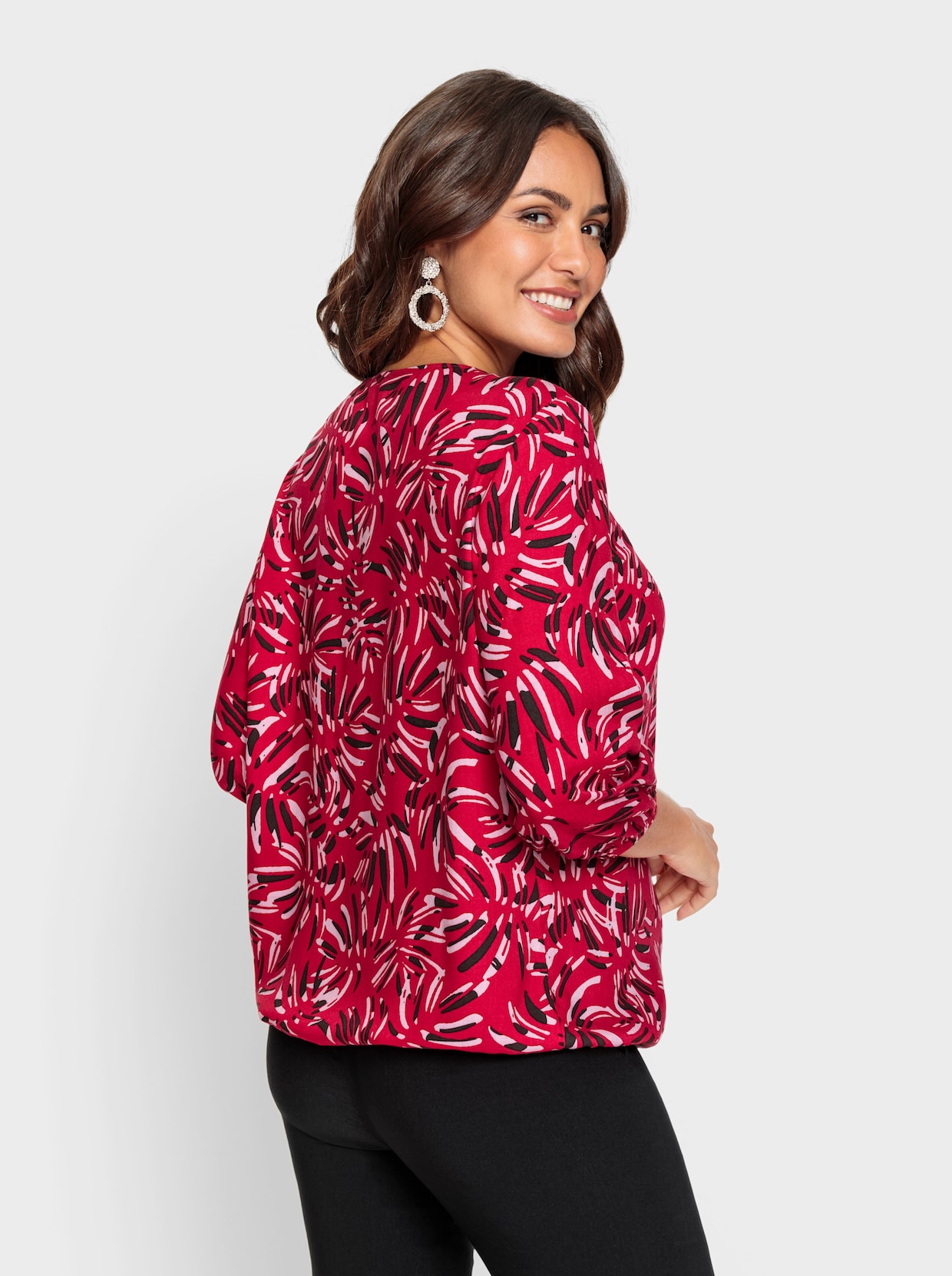 Blouse met print - rood-grafiet-bedrukt