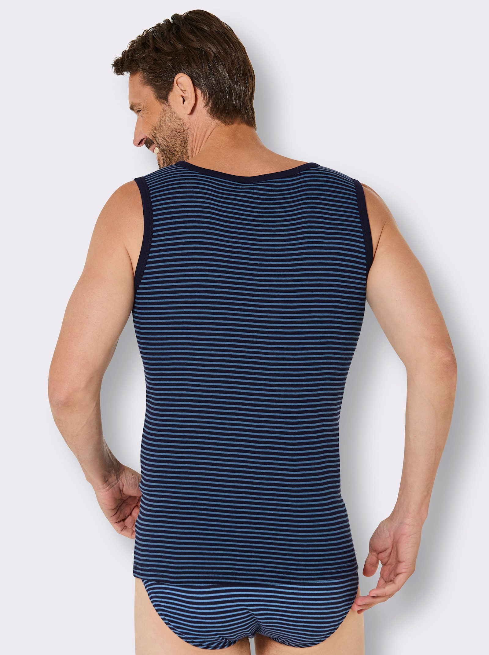 wäschepur men Shirt - marine-mittelblau-gestreift