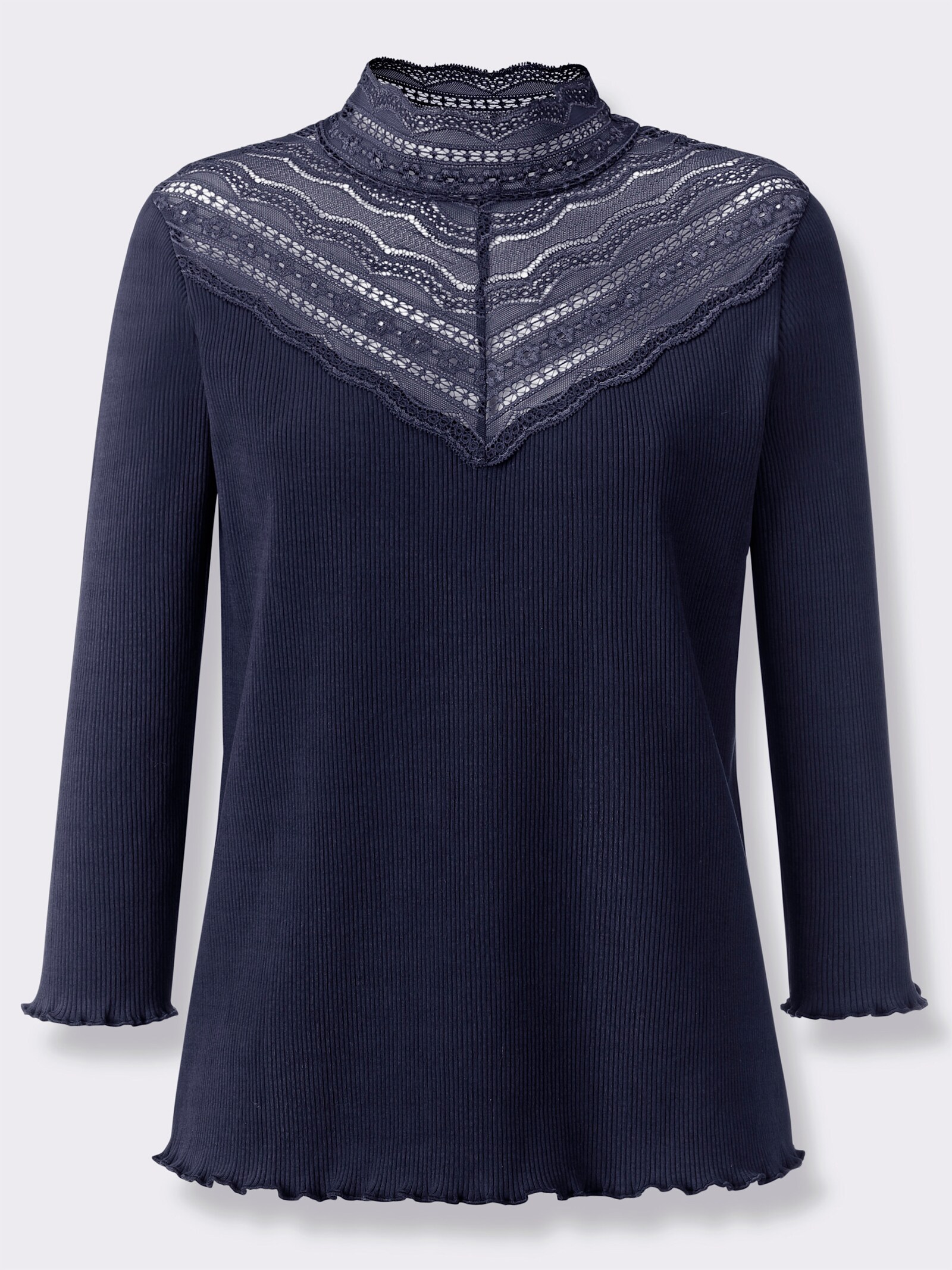 heine 3/4-Arm-Shirt mit Spitzeneinsatz - marine