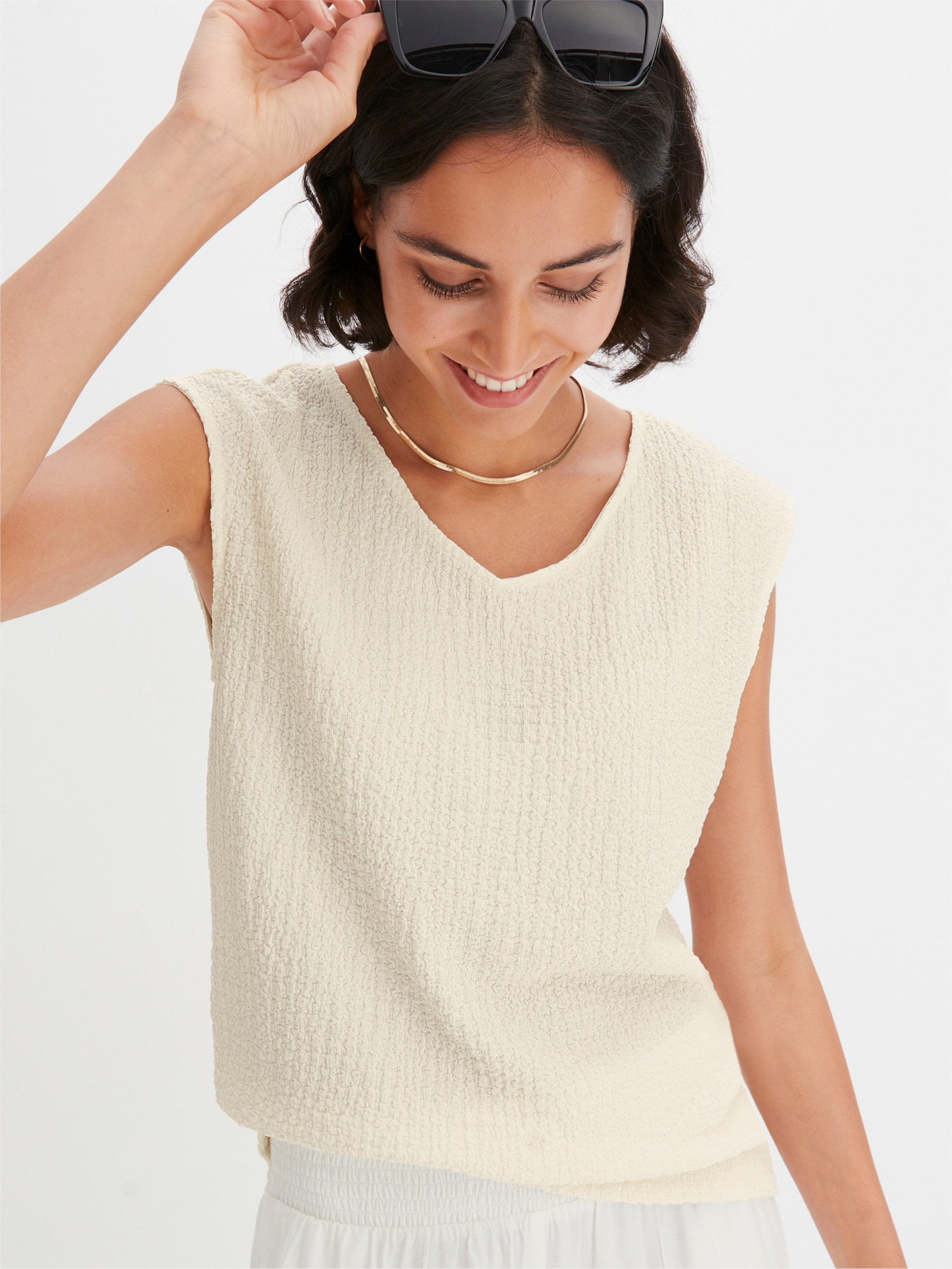 Shirttop in Jacquardmuster - ecru