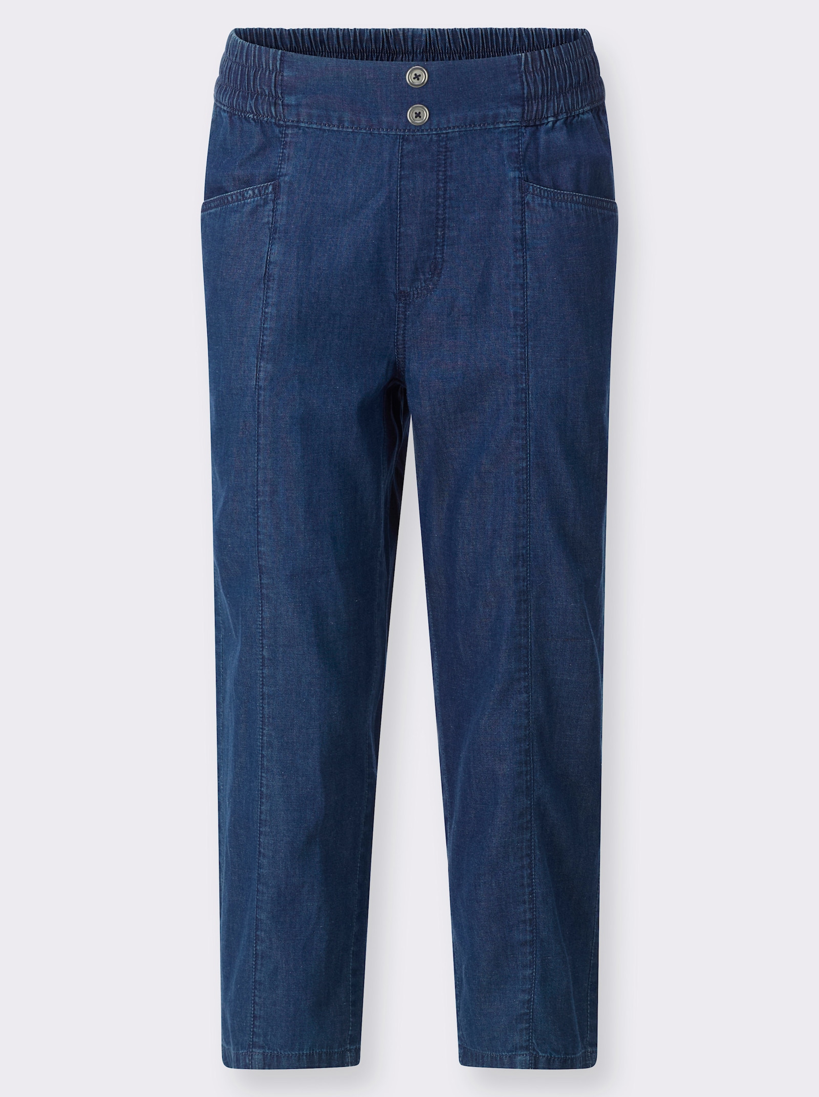 3/4-Jeans mit dekorativen Knöpfen - blue-stone-washed