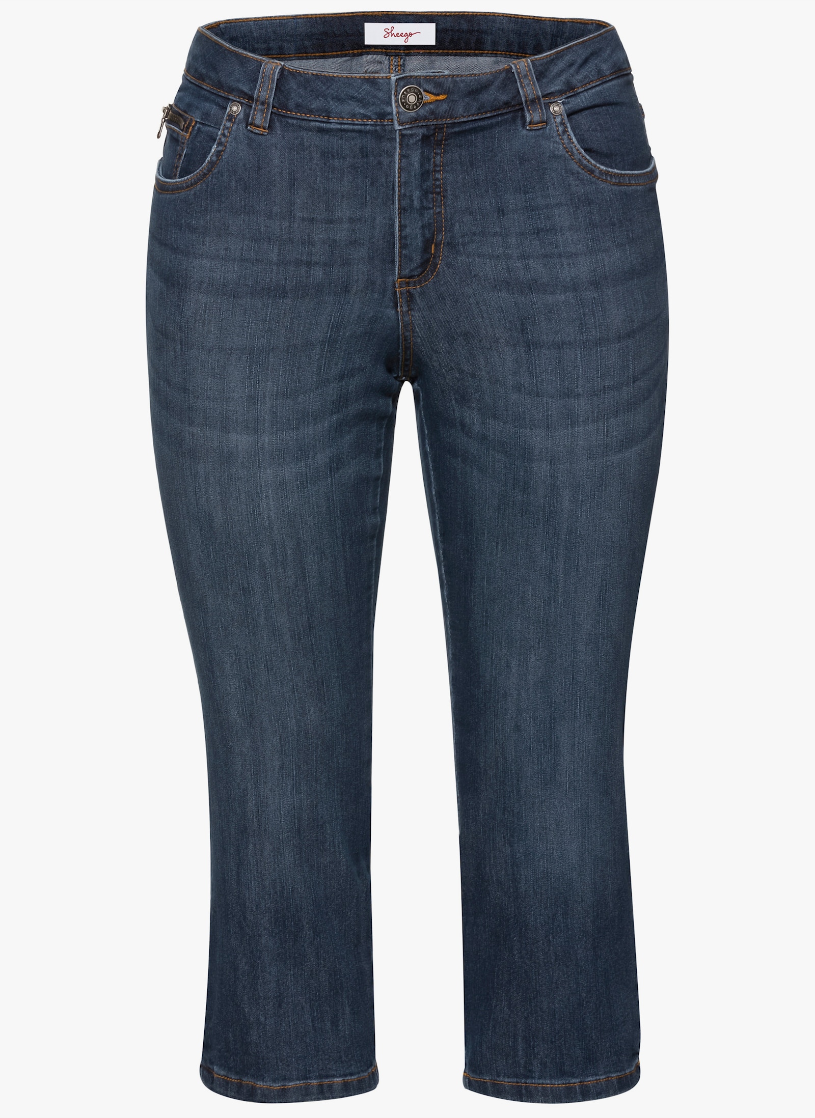 sheego Caprijeans mit Krempelfunktion - dark blue denim