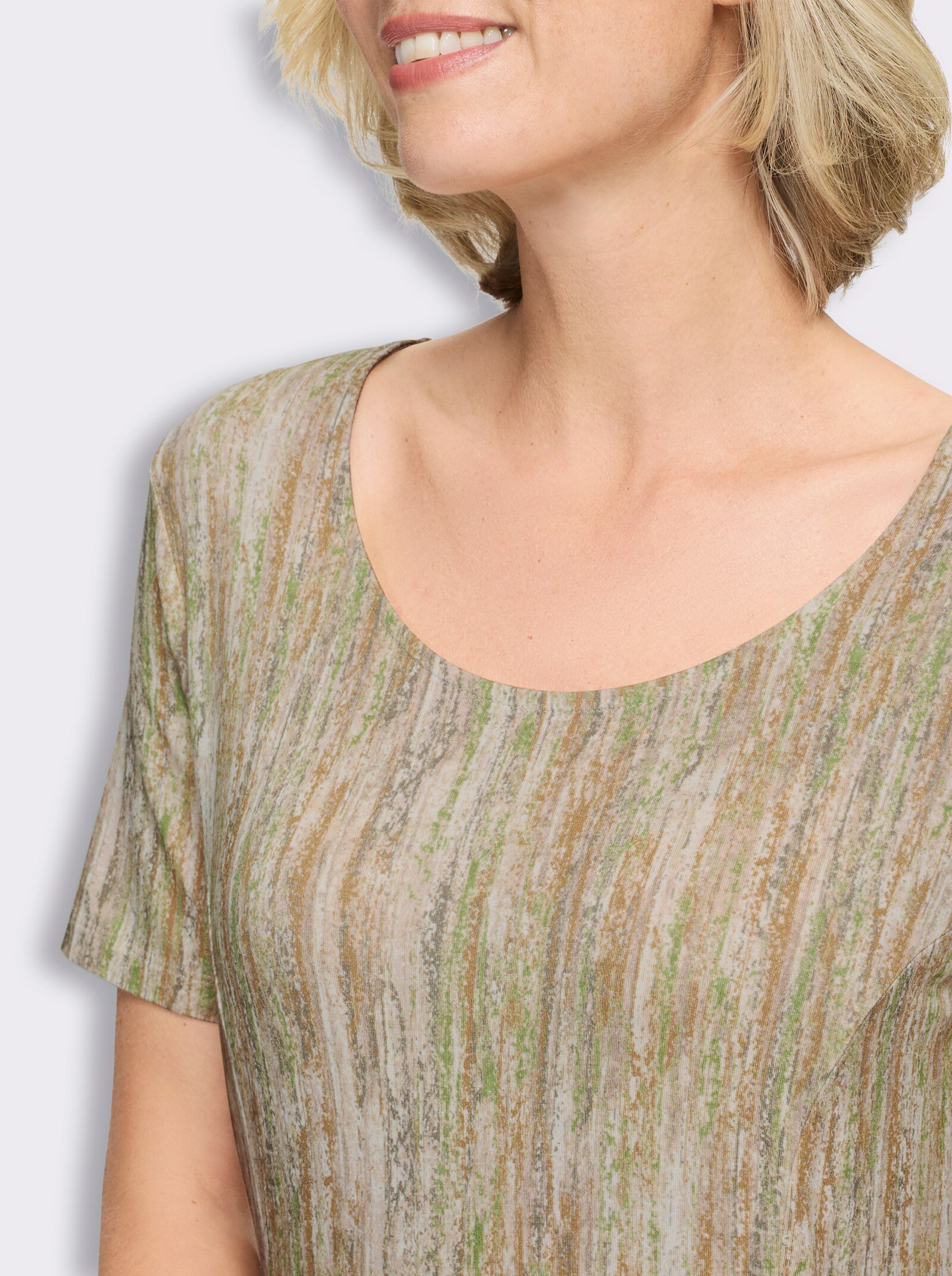 Jerseykleid in Viskose-Qualität - champagner-taupe-bedruckt