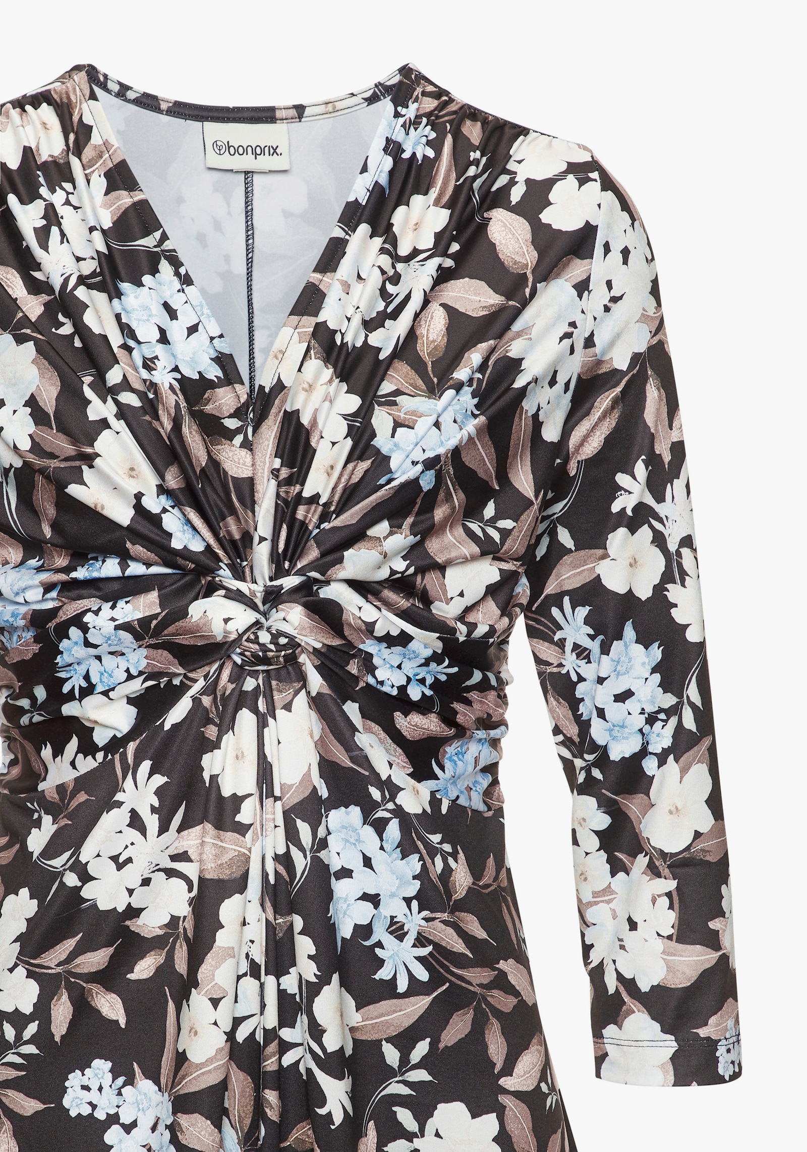 LASCANA Druckkleid - schwarz-braun-blau bedruckt