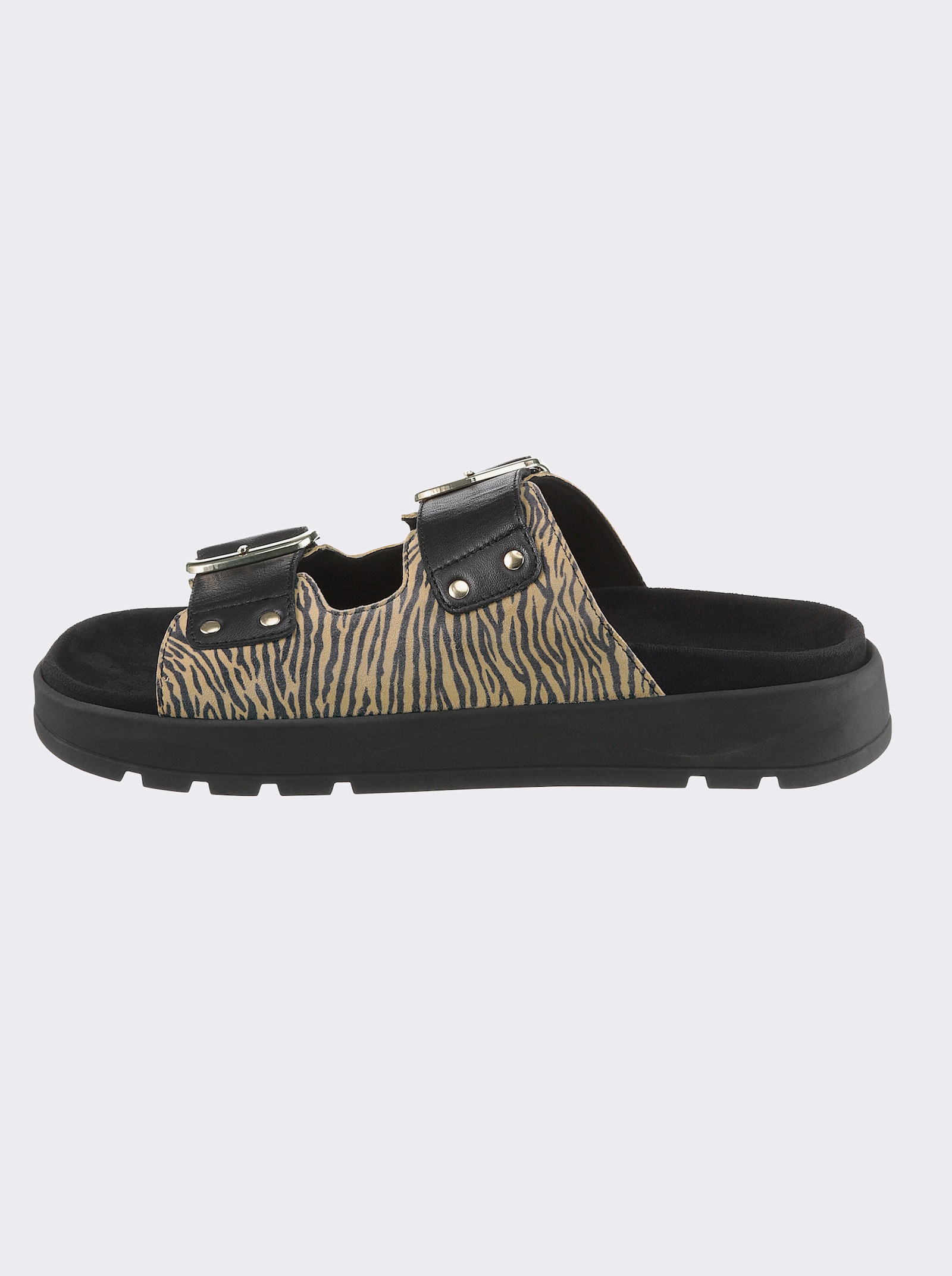 Caprice Slipper met wasbare binnenzool - zwart gedessineerd