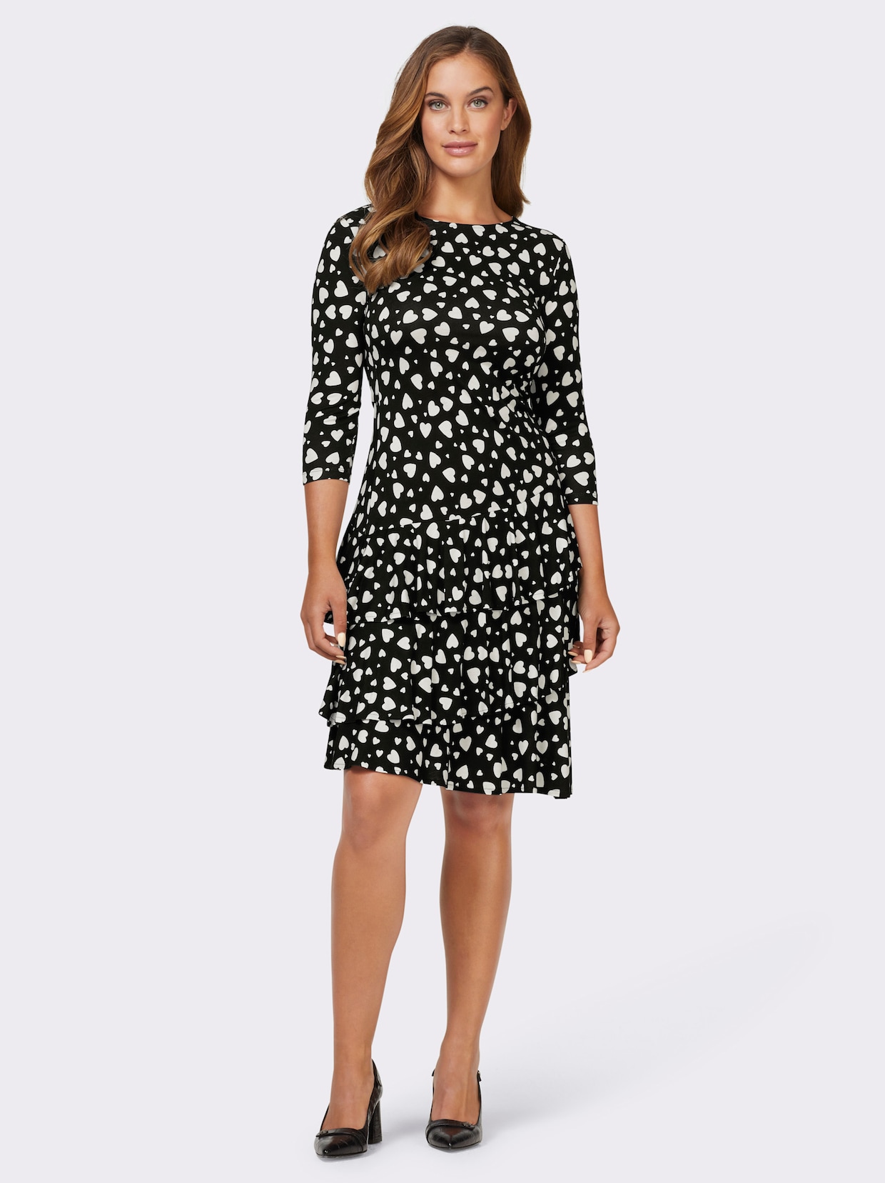 heine Robe en jersey - noir-blanc imprimé