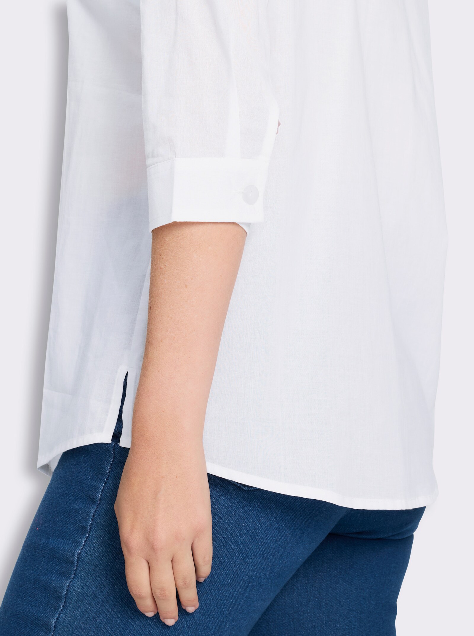 Longbluse mit Seitenschlitzen - ecru