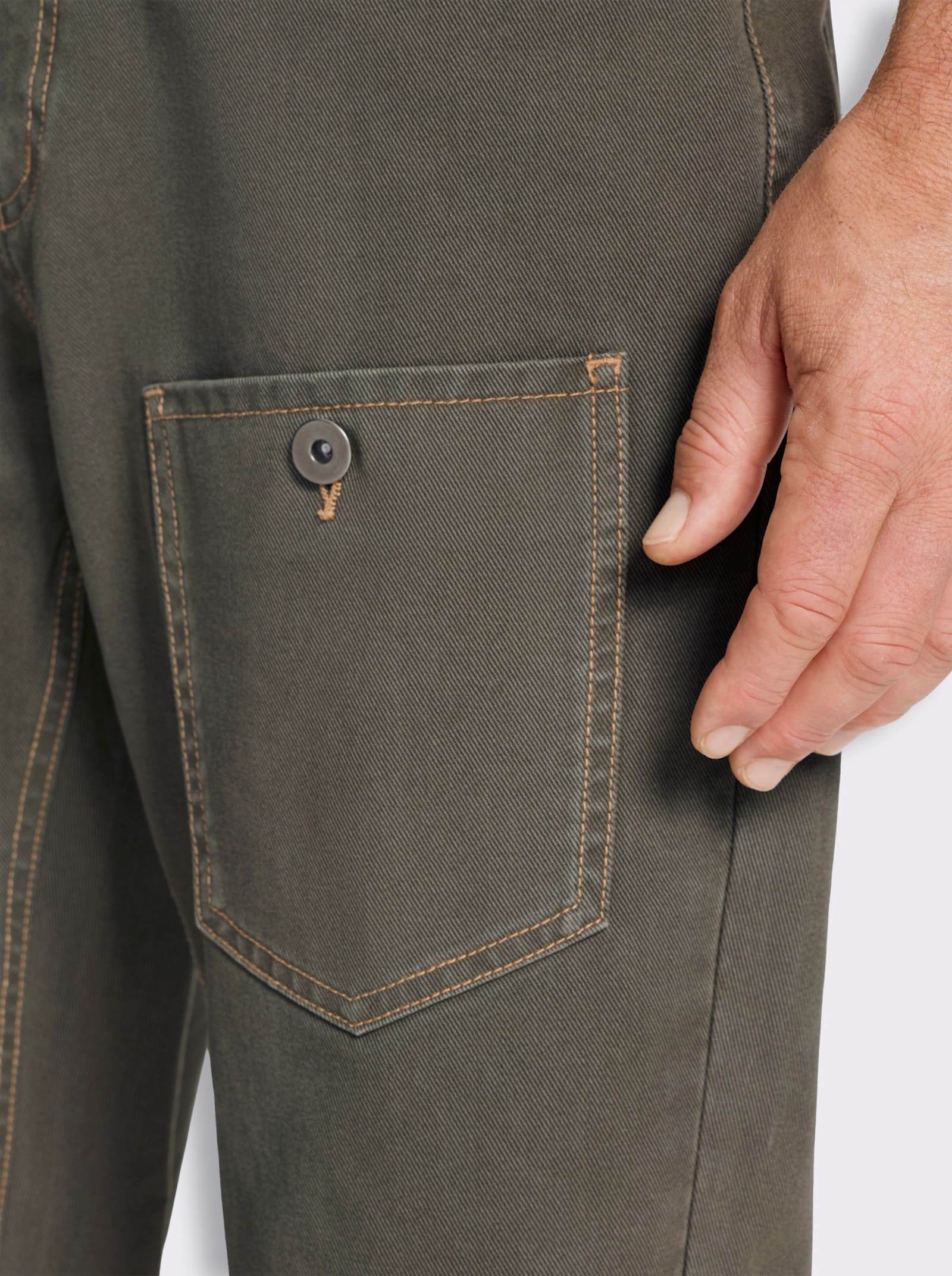 Marco Donati Hose mit Kontrastnähten, Twill - khaki