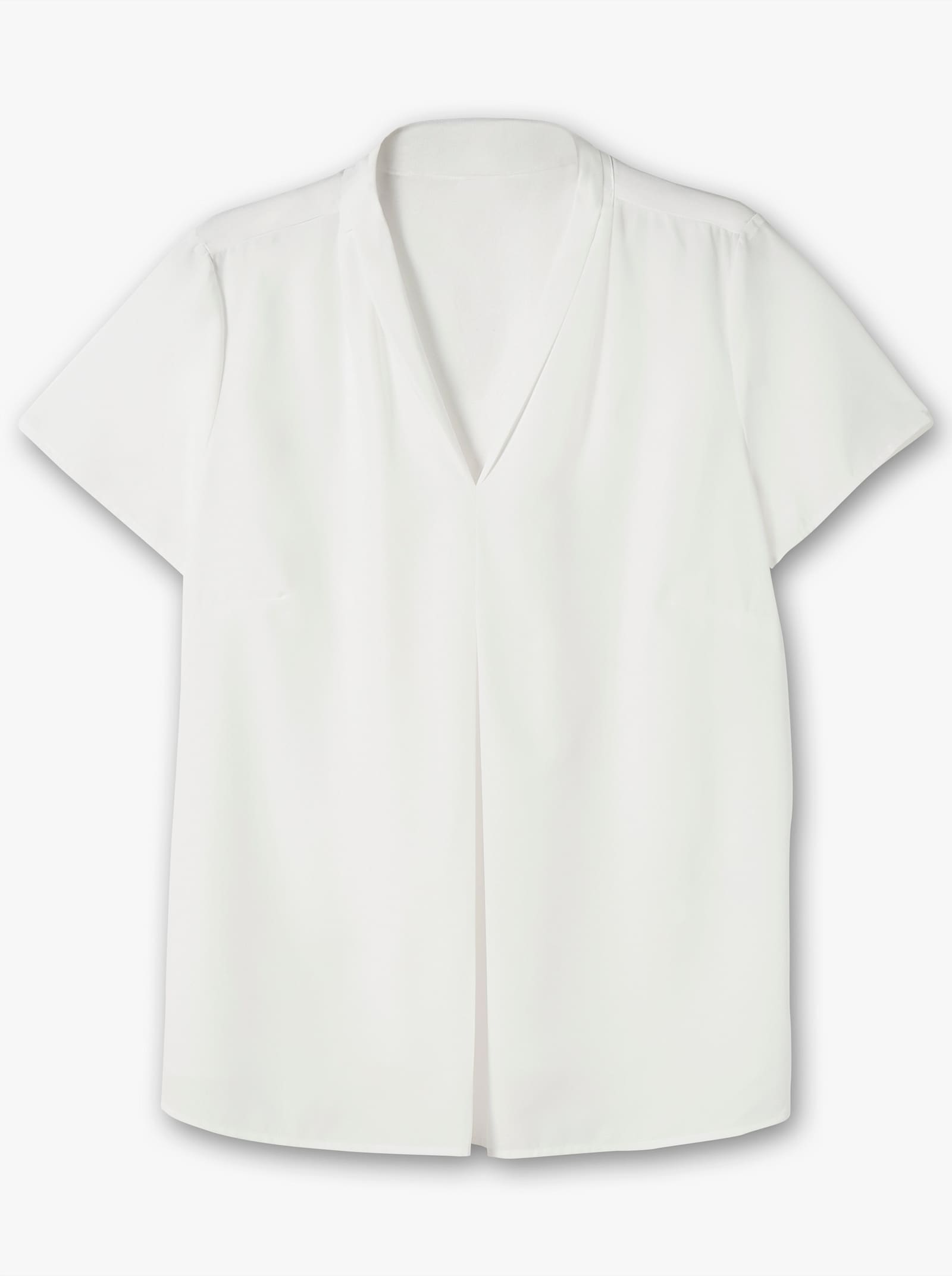 Tunika mit Kellerfalte am V-Ausschnitt - weiß