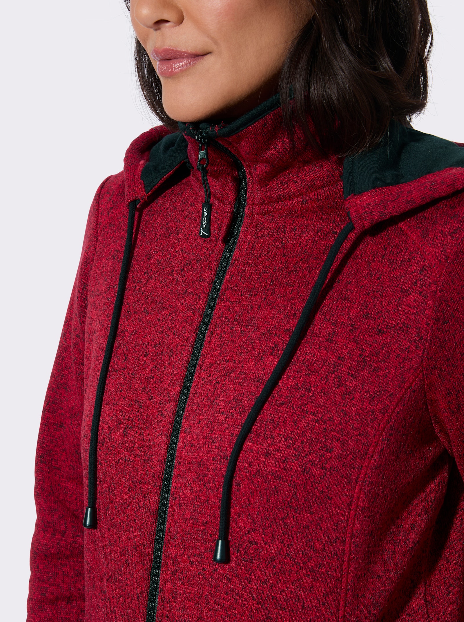 Fleecejacke mit Antipilling-Ausrüstung - rot-meliert