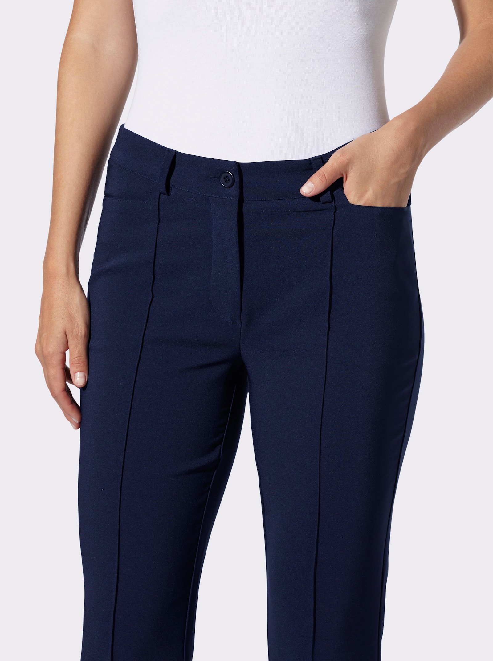 heine Stretchbroek met biezen - marine