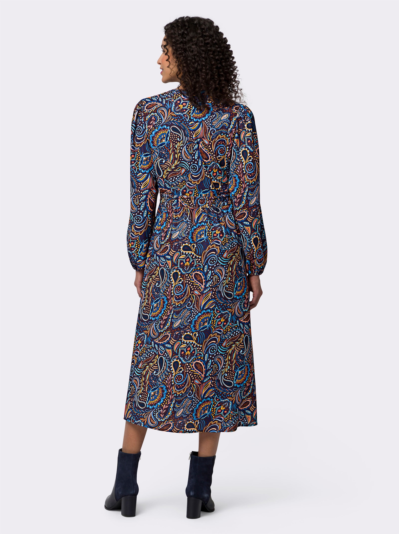 heine Jurk met print in paisleydessin - cognac/aqua bedrukt