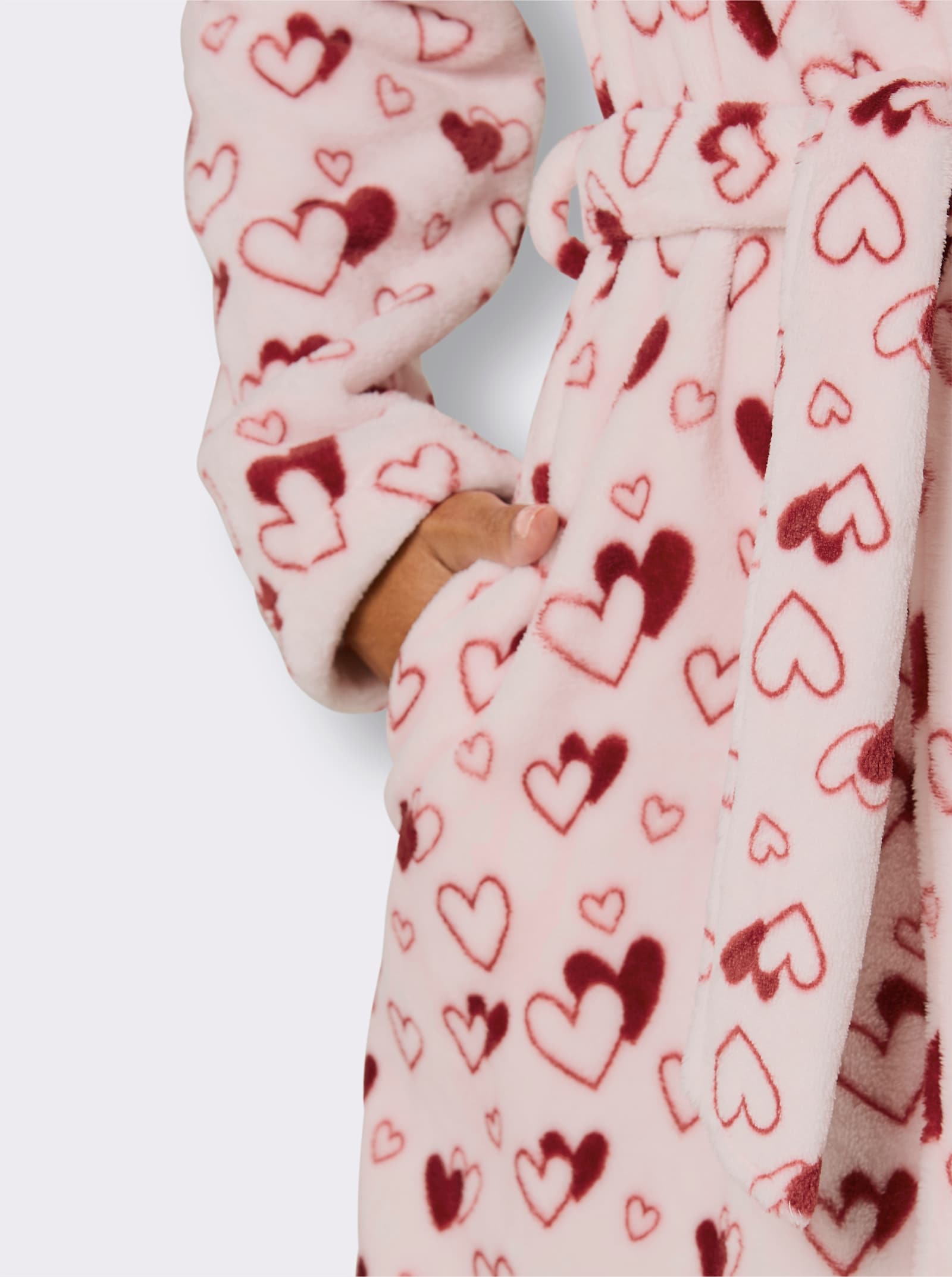 feel good Bademantel mit Herz-Druck - hellrosé-kirsche