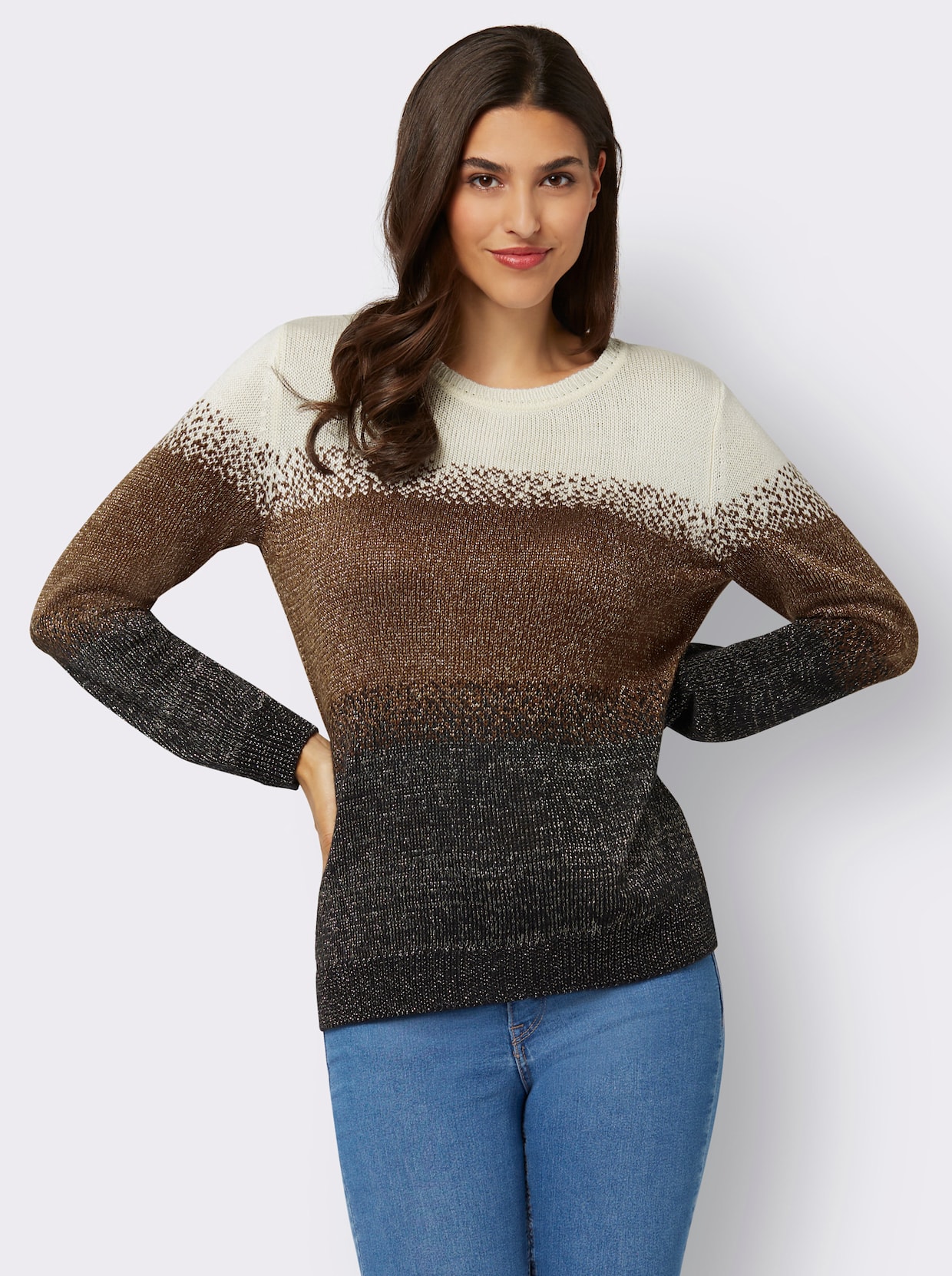 Pullover - schwarz-braun-gemustert