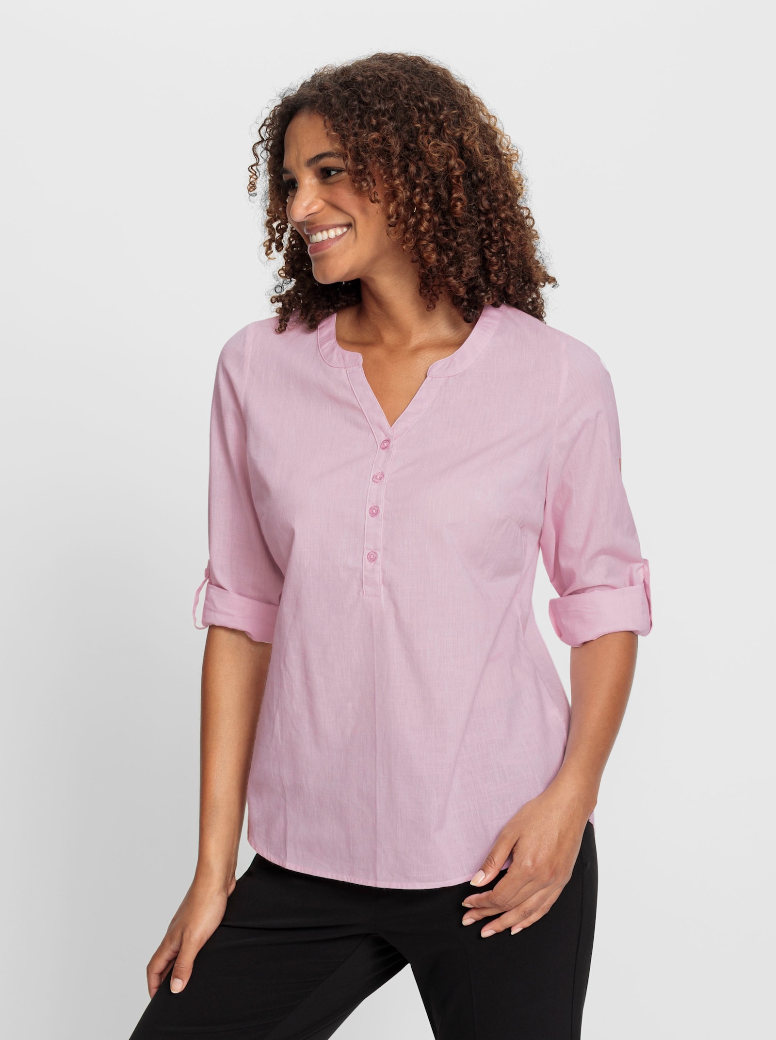 Schlupf-Bluse mit Kellerfalte hinten - rosé