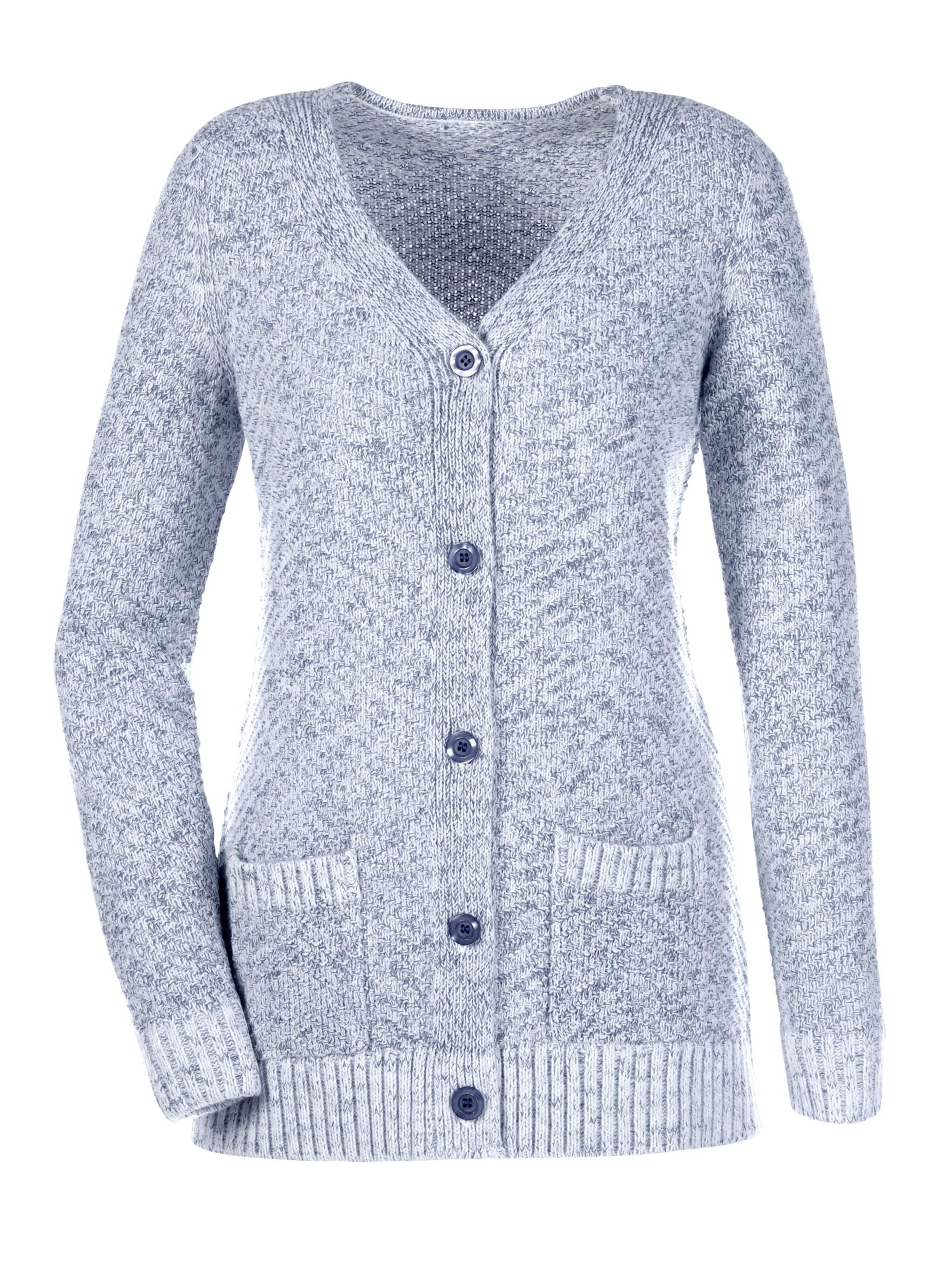 Strickjacke - jeansblau-meliert