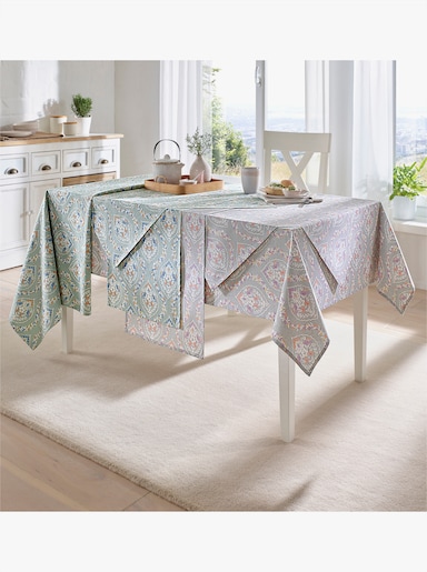 Tischdecke - kalkmint-weiß-bedruckt