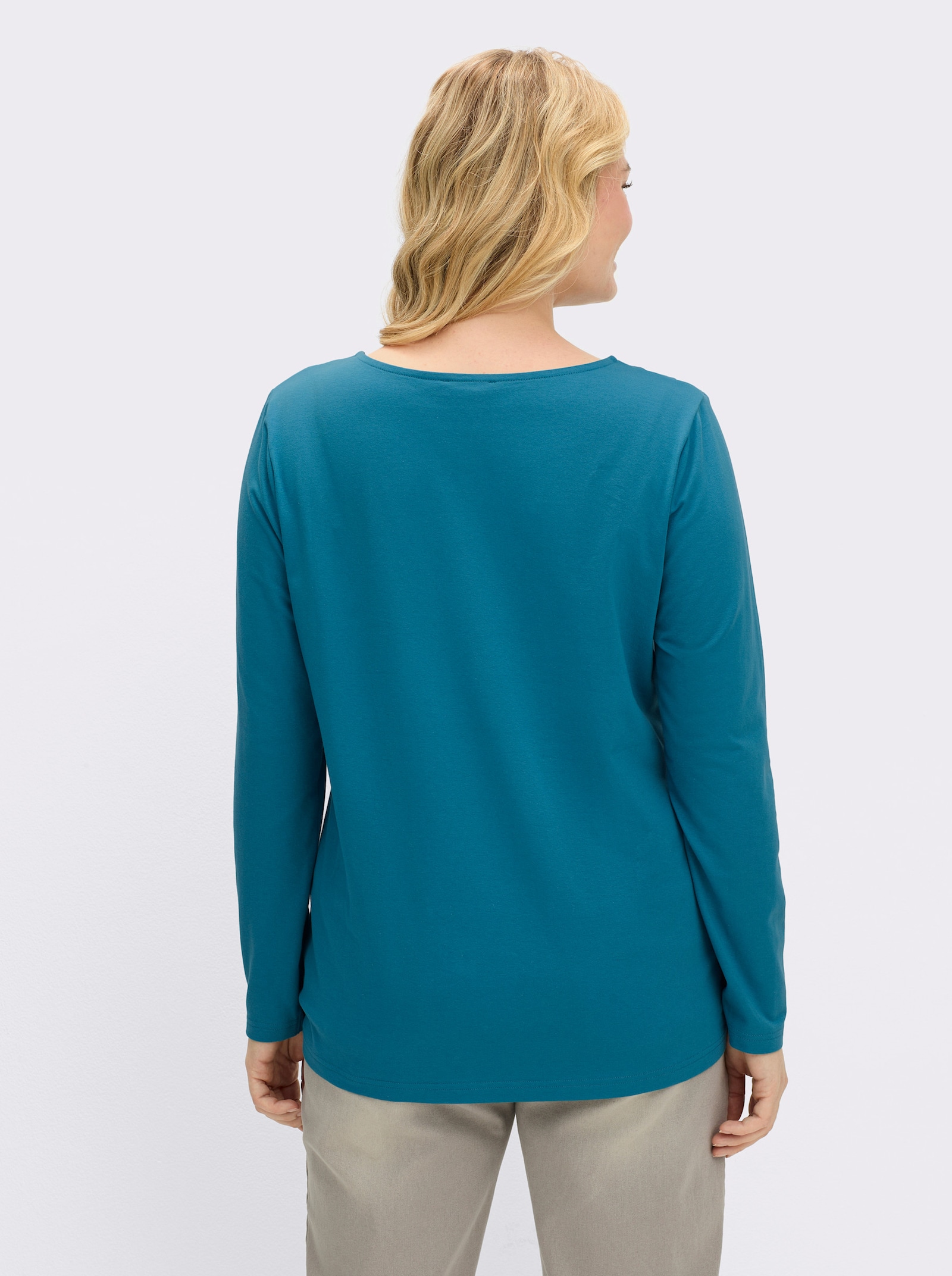 sheego by Joe Browns Langarmshirt mit V-Ausschnitt - topas