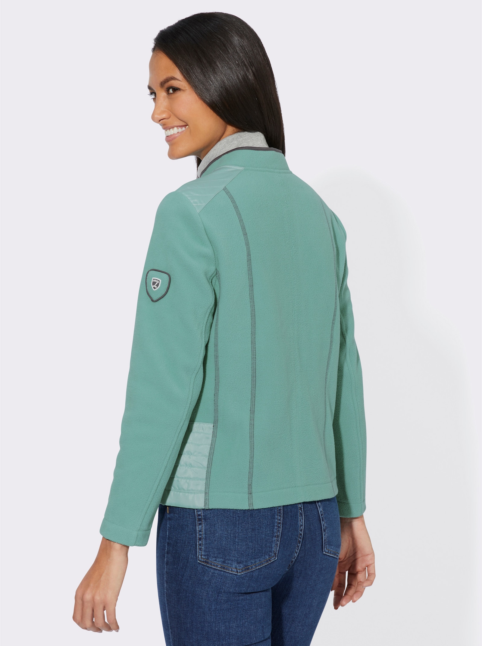 Fleecejacke dezent glänzenden Partien - salbei