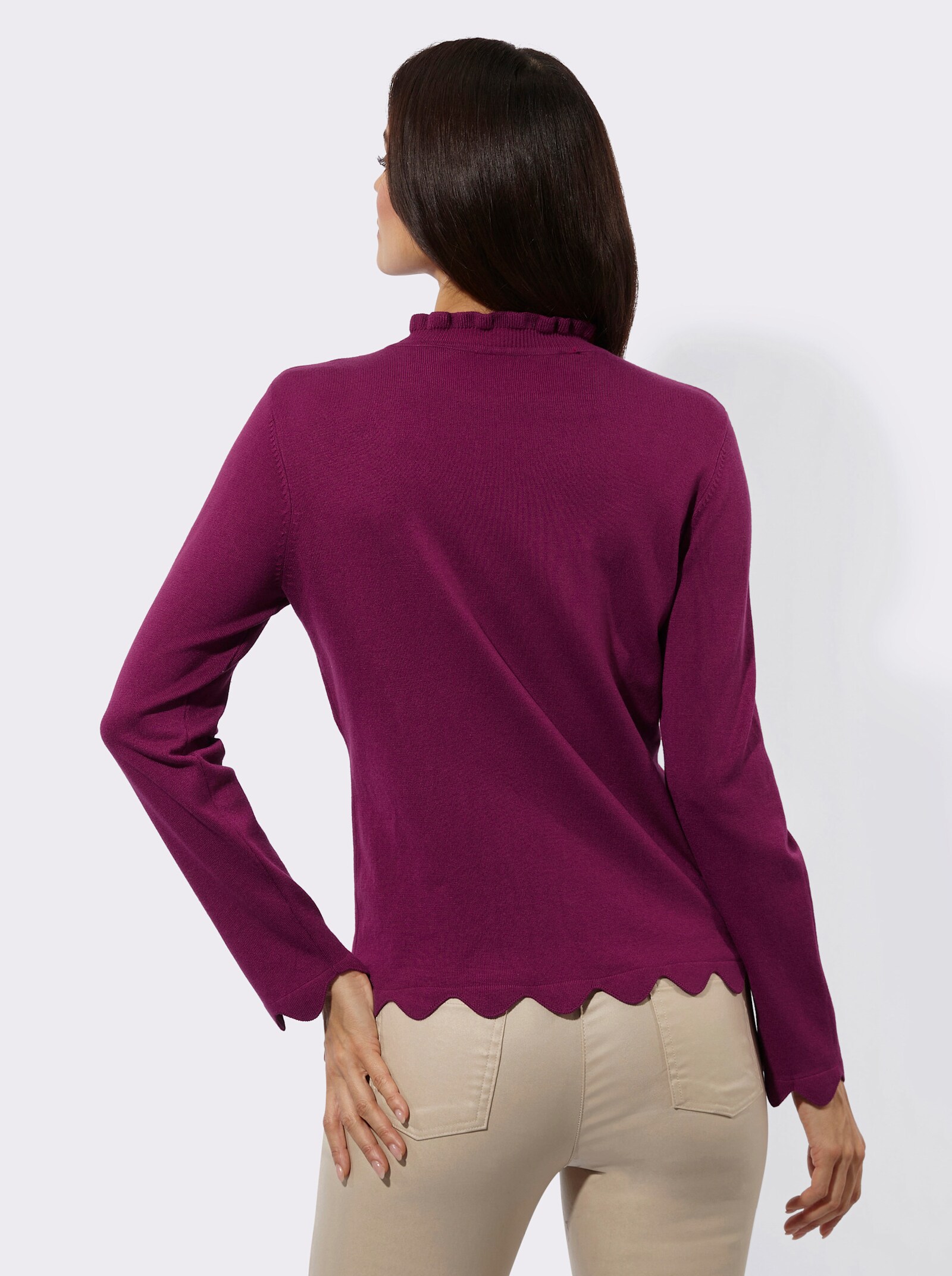 Langarm-Pullover mit Glitzersteinchen - malve