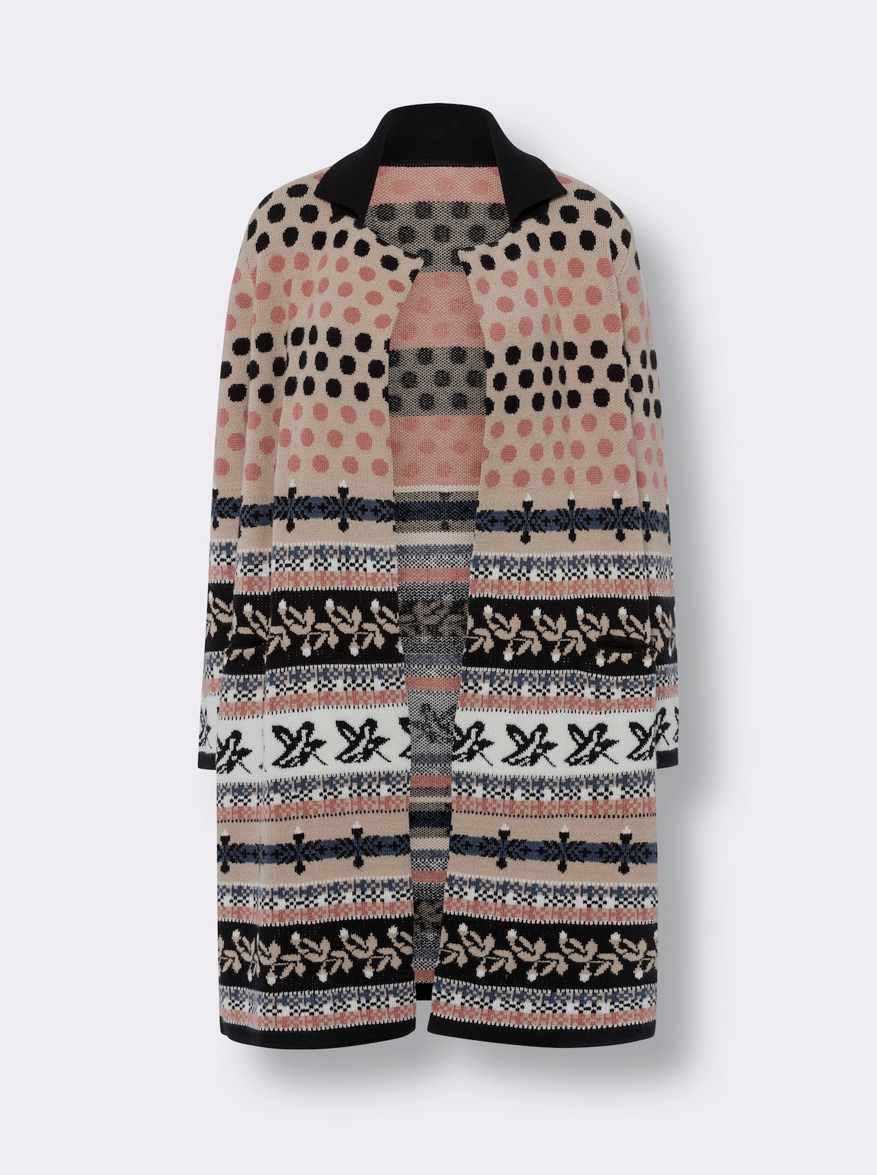 heine Jacquardvest - zwart/beige gedessineerd
