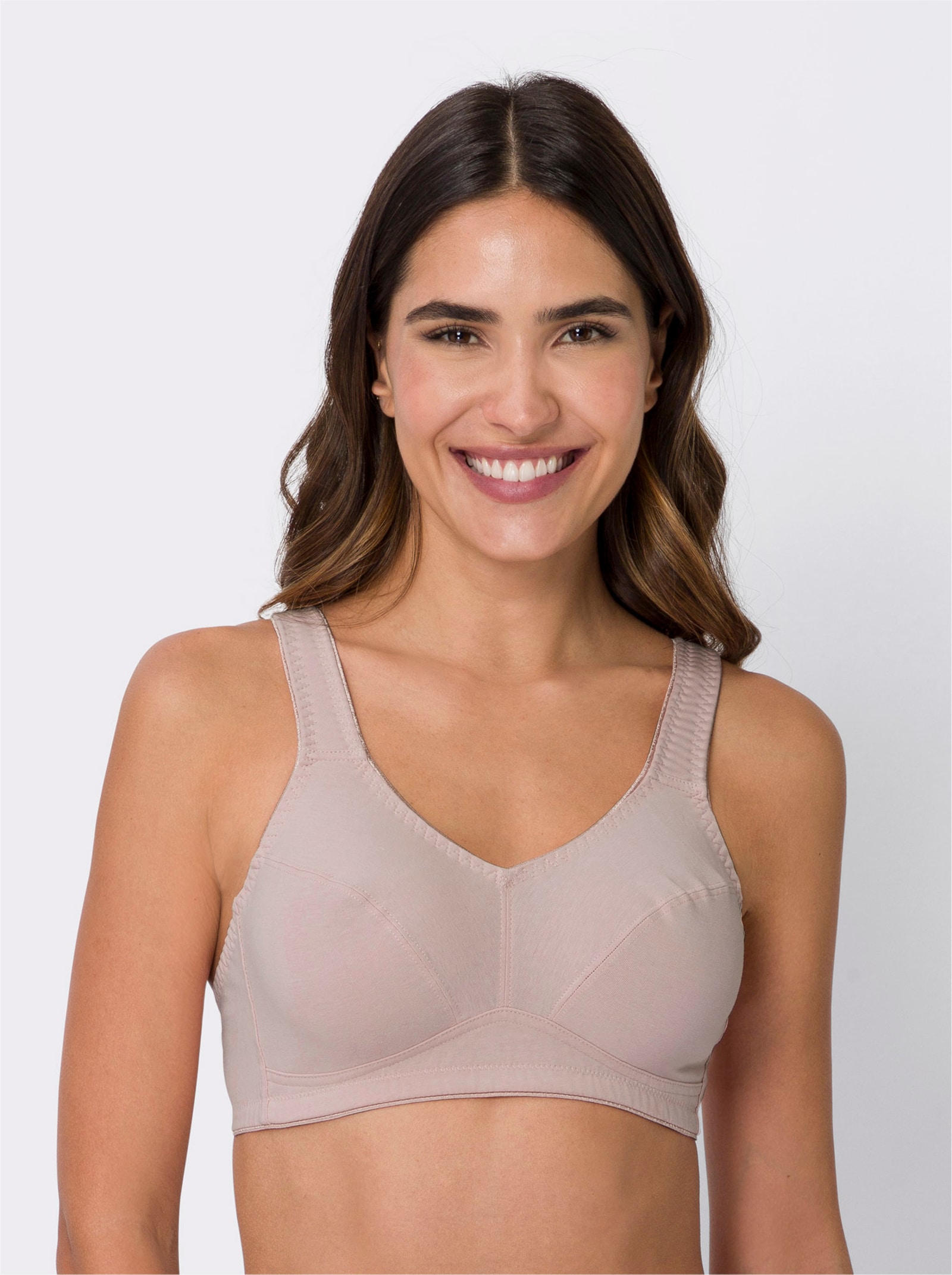 Odľahčujúca bezkosticová podprsenka, pás pod prsami 2ks - Šampanská + púdrová