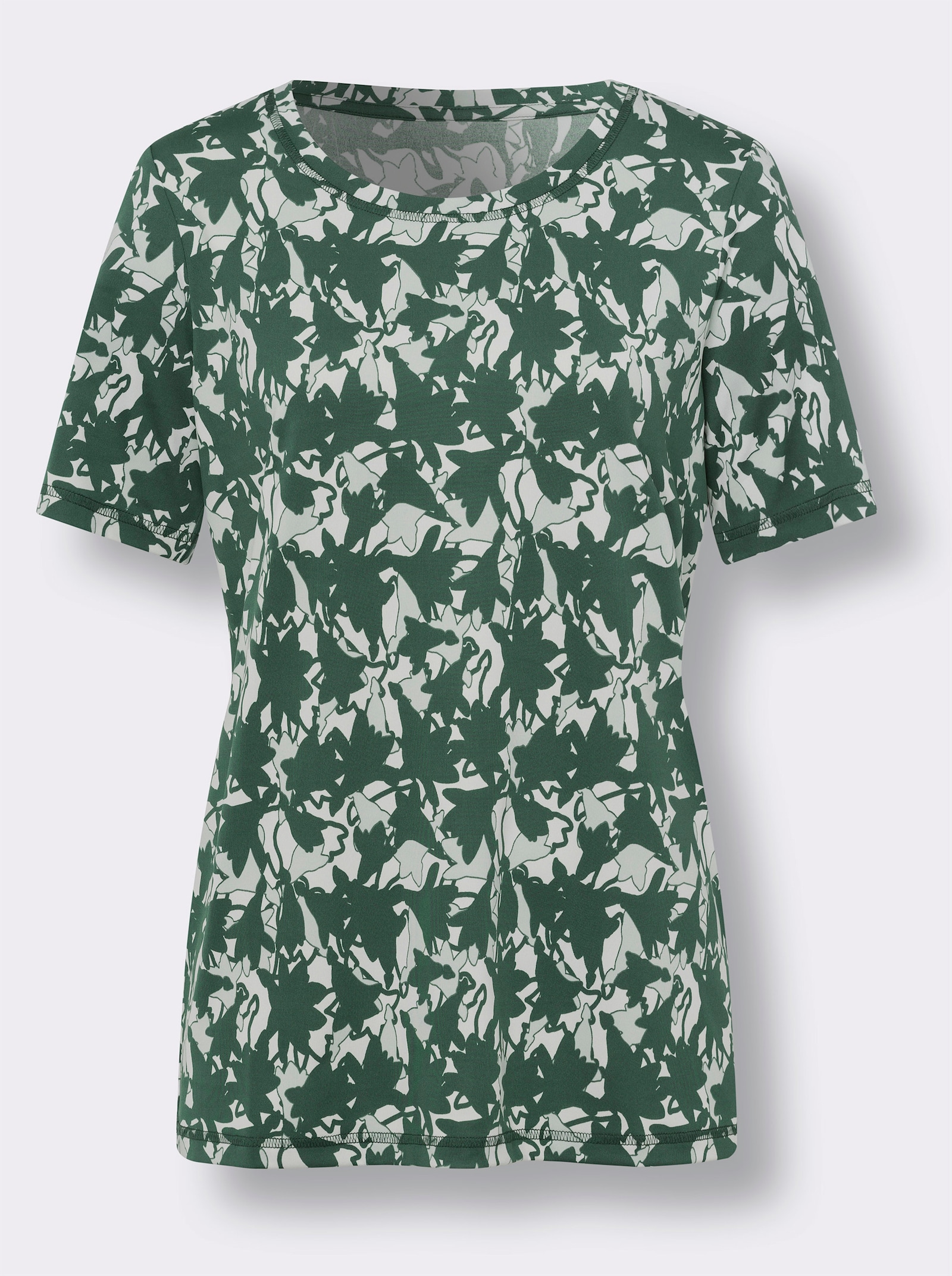 Rundhalsshirt mit Stretch - zartmint-moos-bedruckt