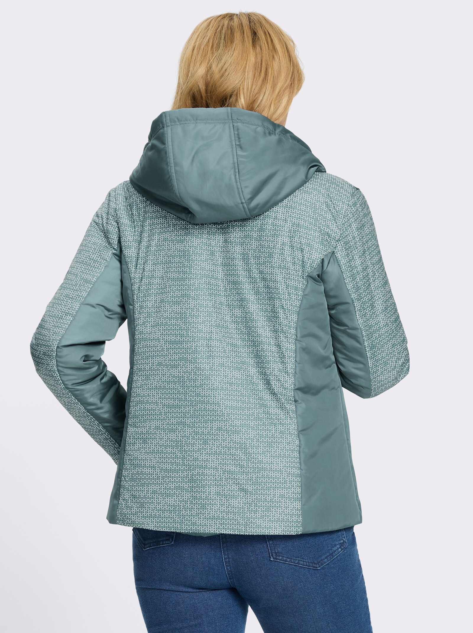 Jacke mit Steppung - jade-ecru-bedruckt