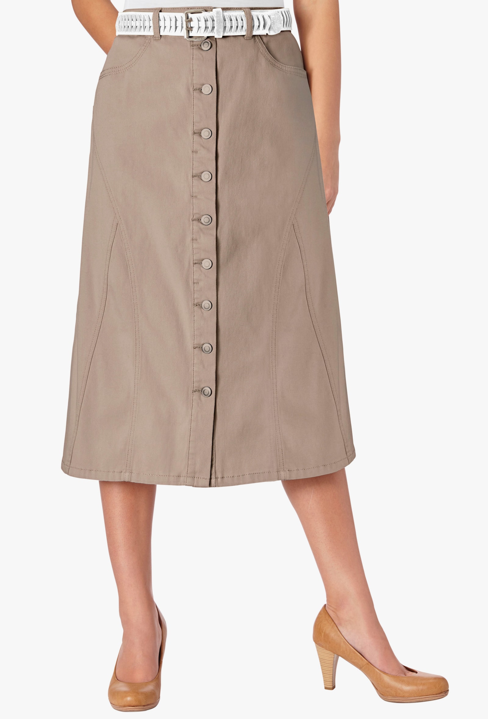 Sommerrock in langer, ausgestellter Form - beige