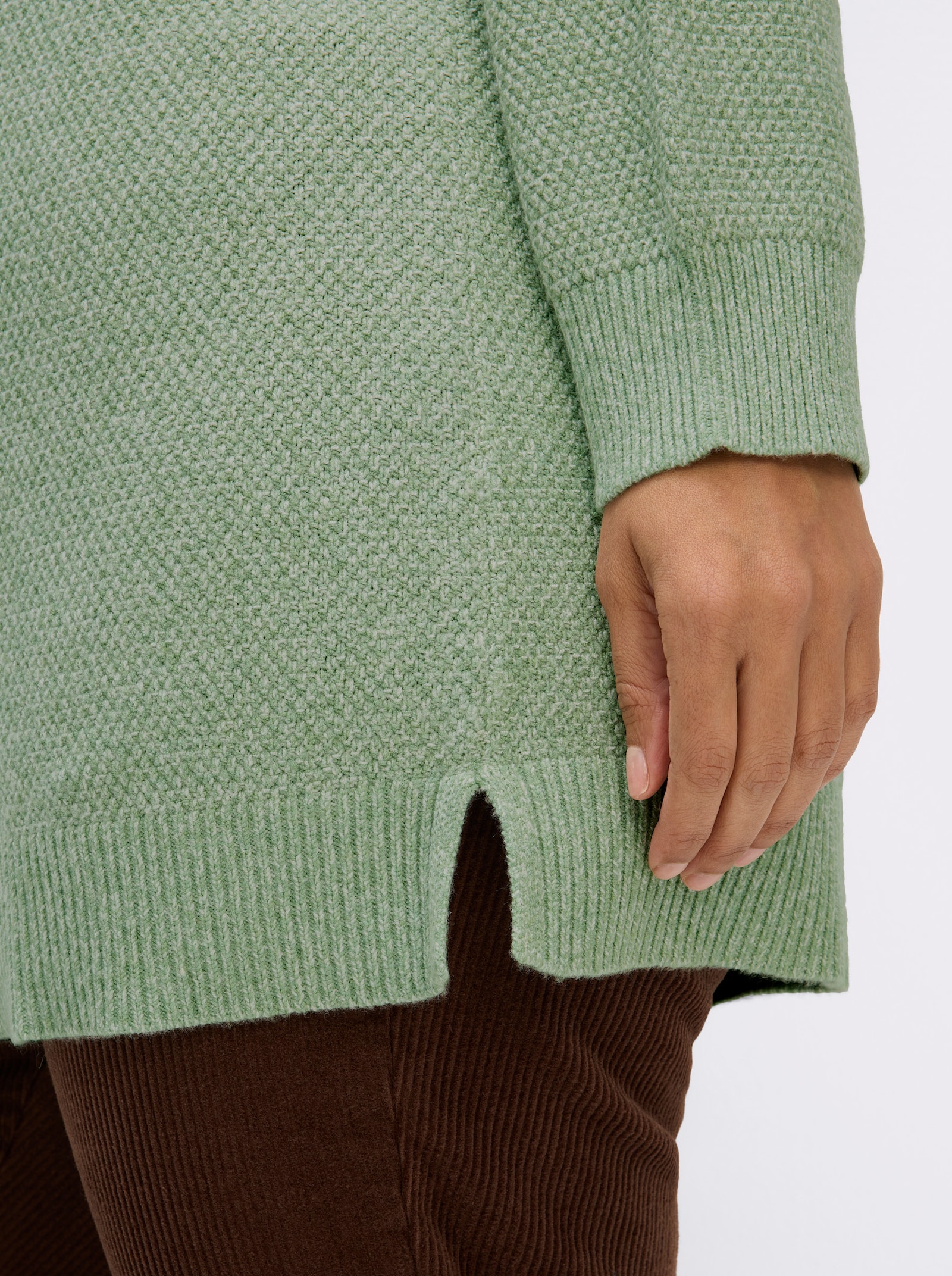 sheego Langarm-Pullover im soften Strukturstrick - eucalyptus-meliert