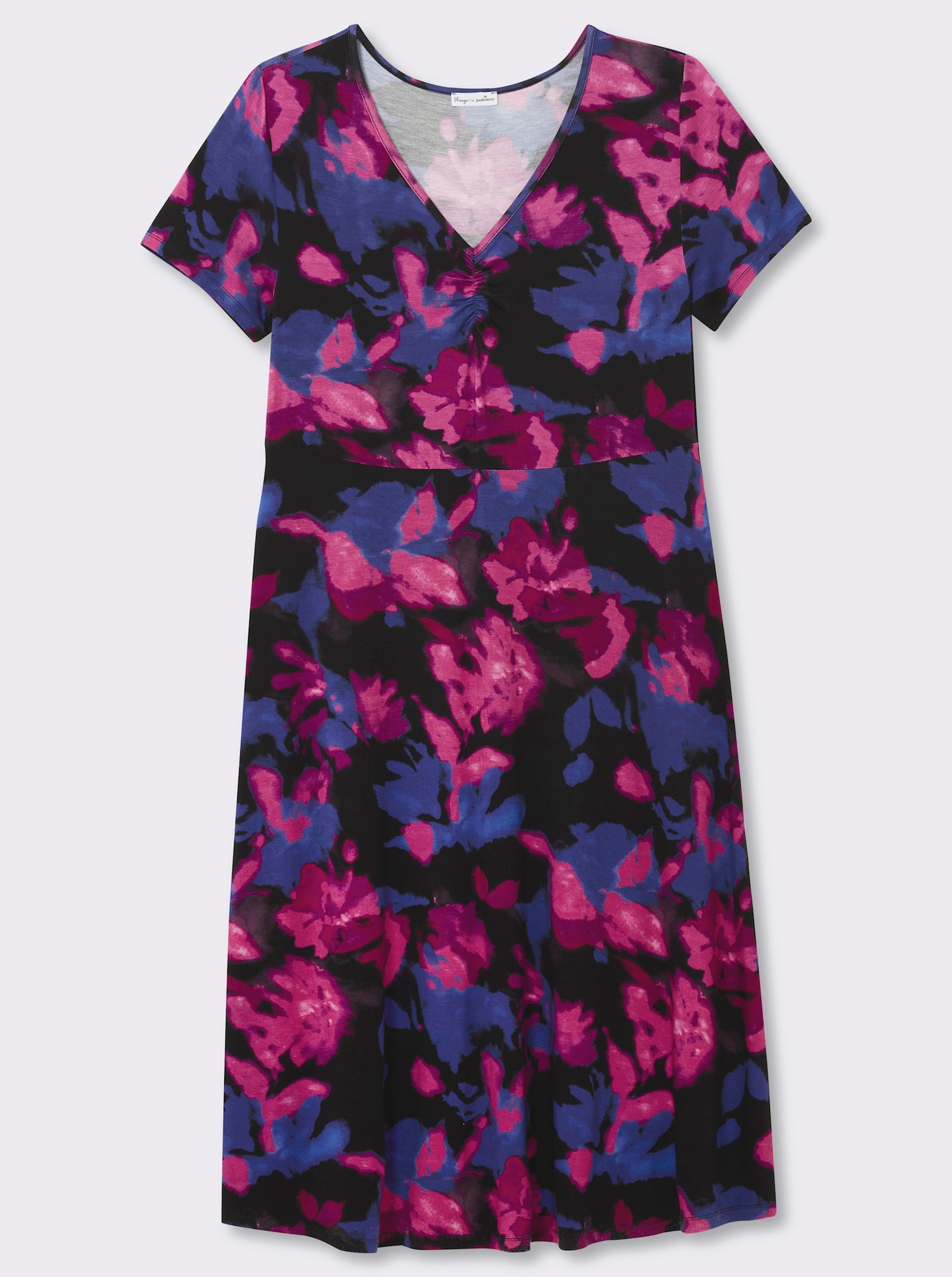 sheego by Joe Browns Jerseykleid mit leuchtendem Blumenmuster - schwarz-pink-gemustert