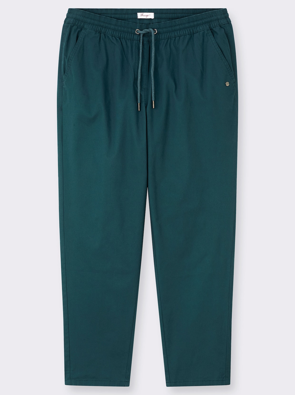 sheego Chinohose mit Gummibund und Bindeband - petrol