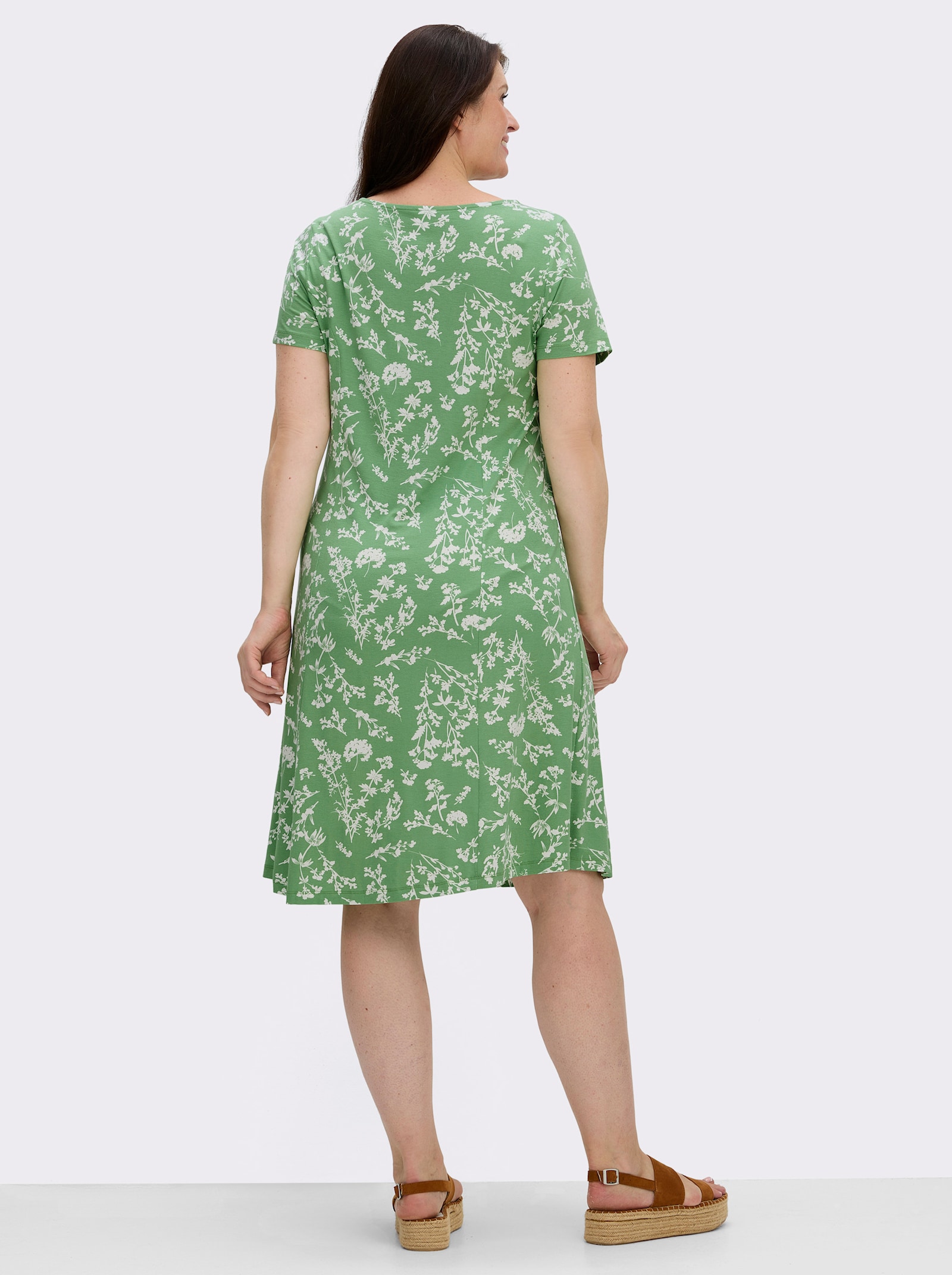  Jerseykleid im floralen Muster - apfel-ecru-bedruckt