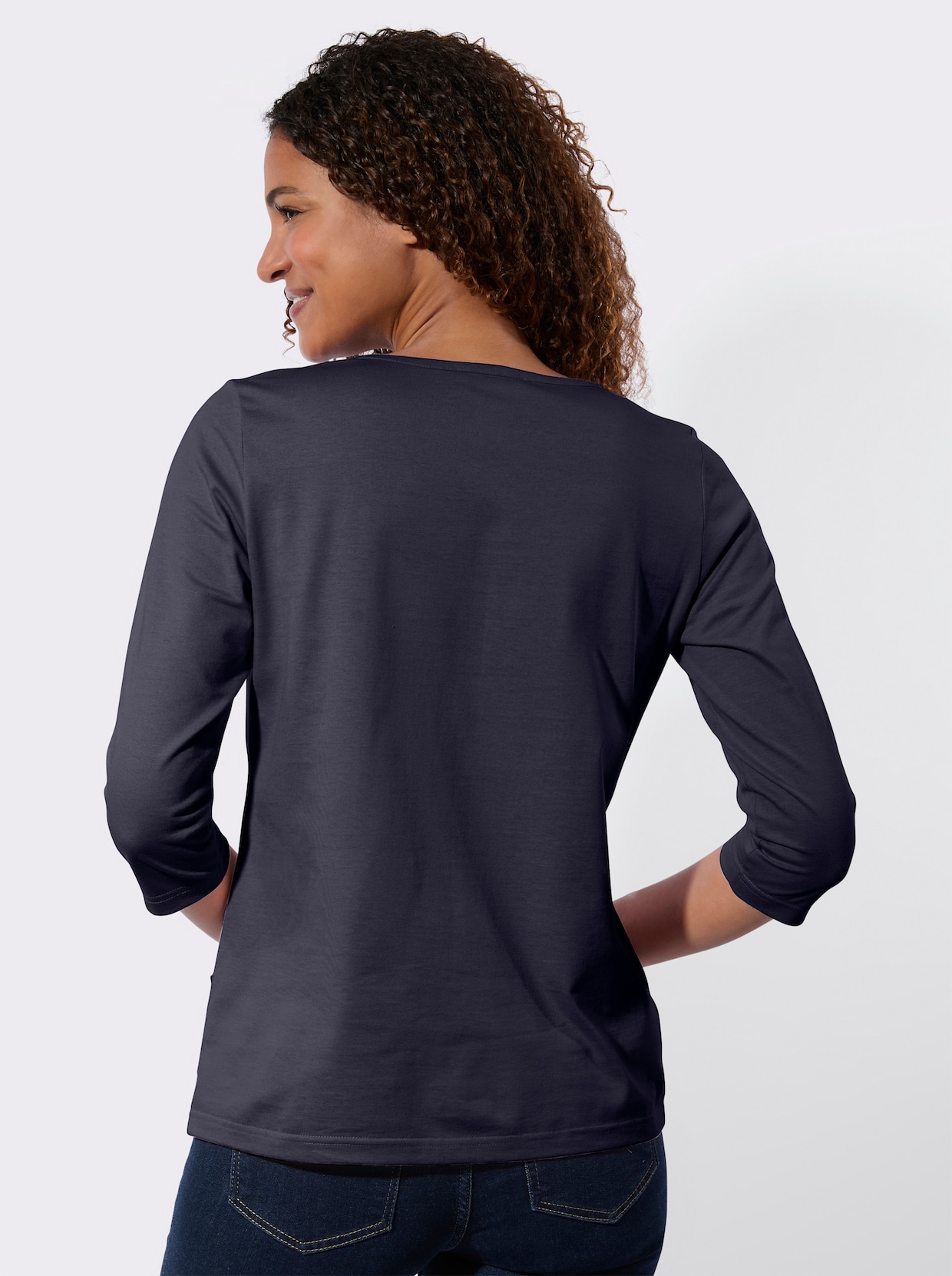 3/4-Arm-Shirt - marine + ecru