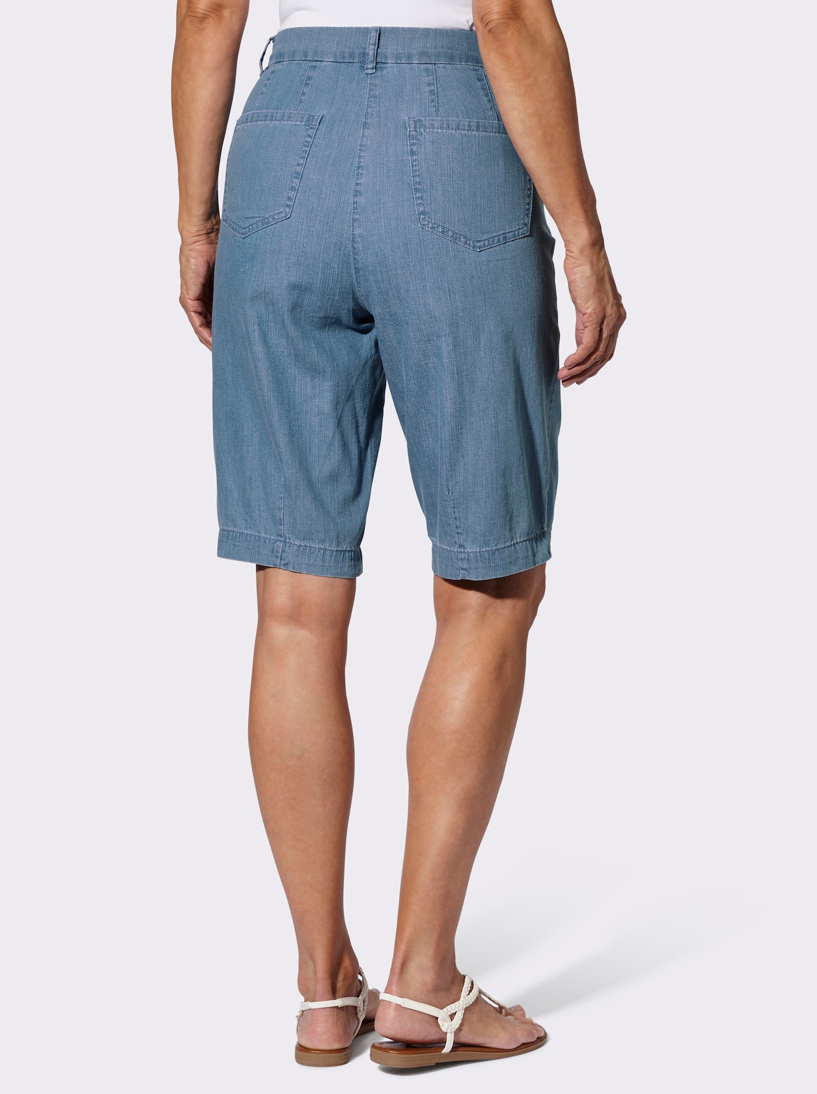 Jeansbermudas aus reiner Baumwolle - blue-bleached