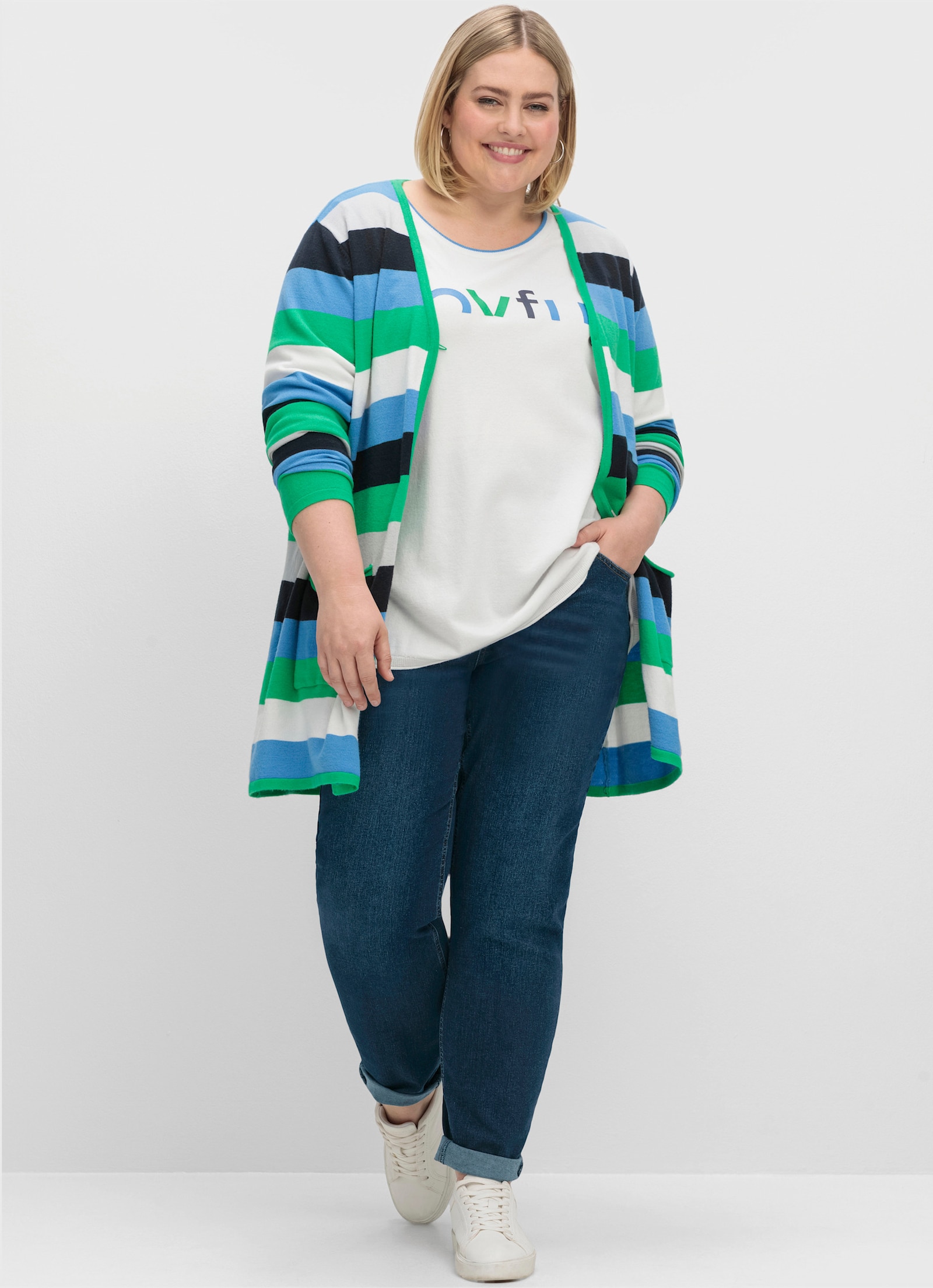 sheego High waist jeans in smal model - dark blue denim