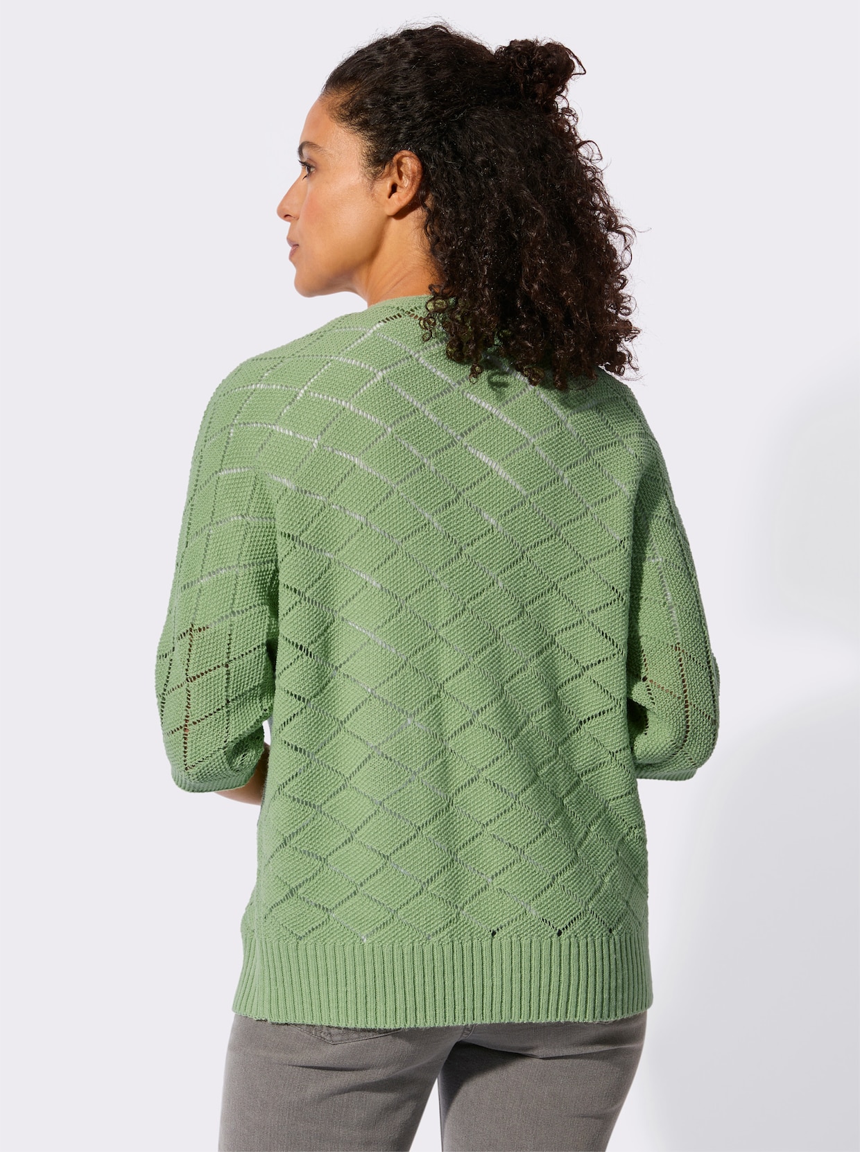 Ajourstrickjacke - eucalyptus