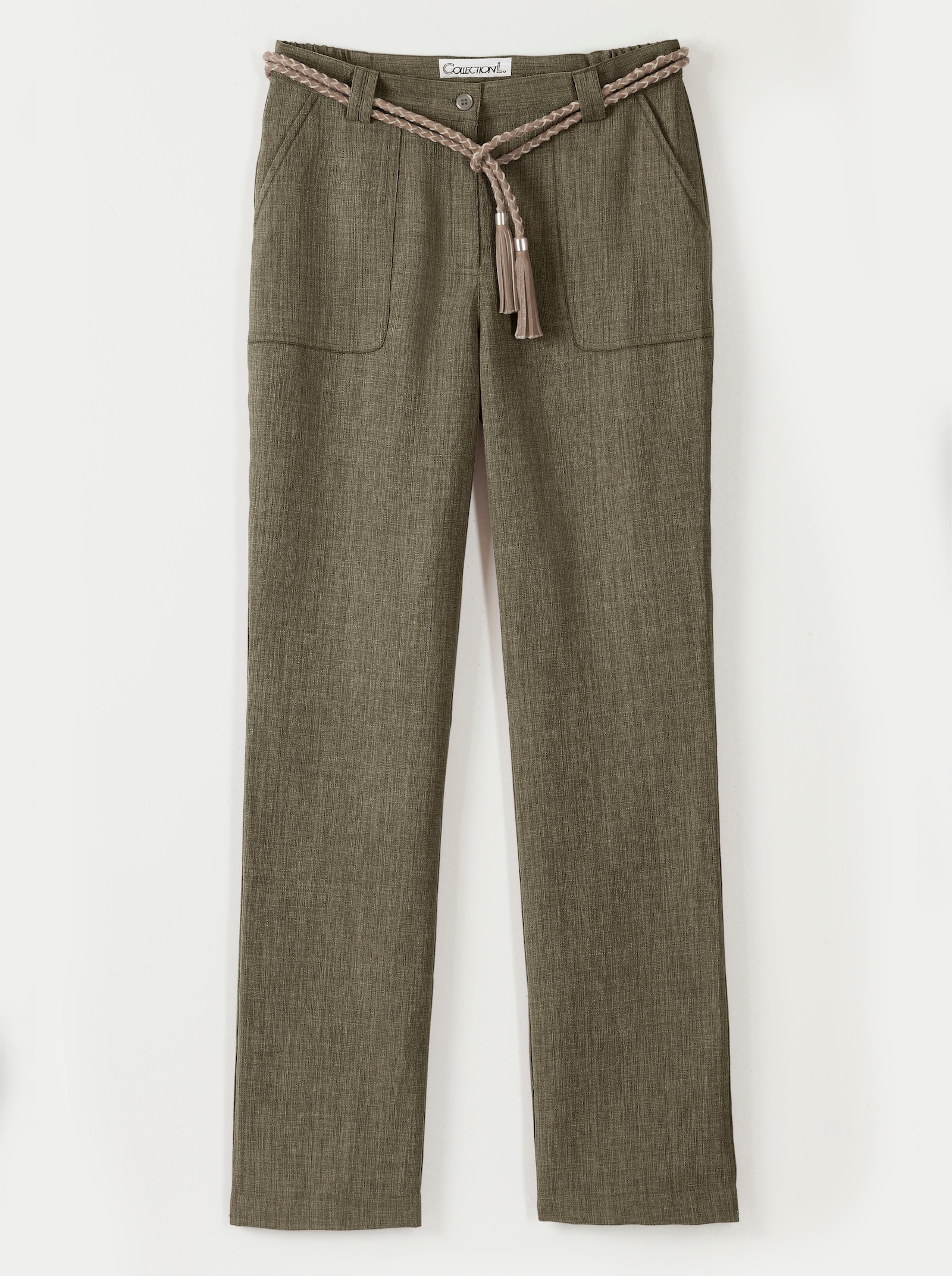 Palazzohose in Leinen-Optik - oliv